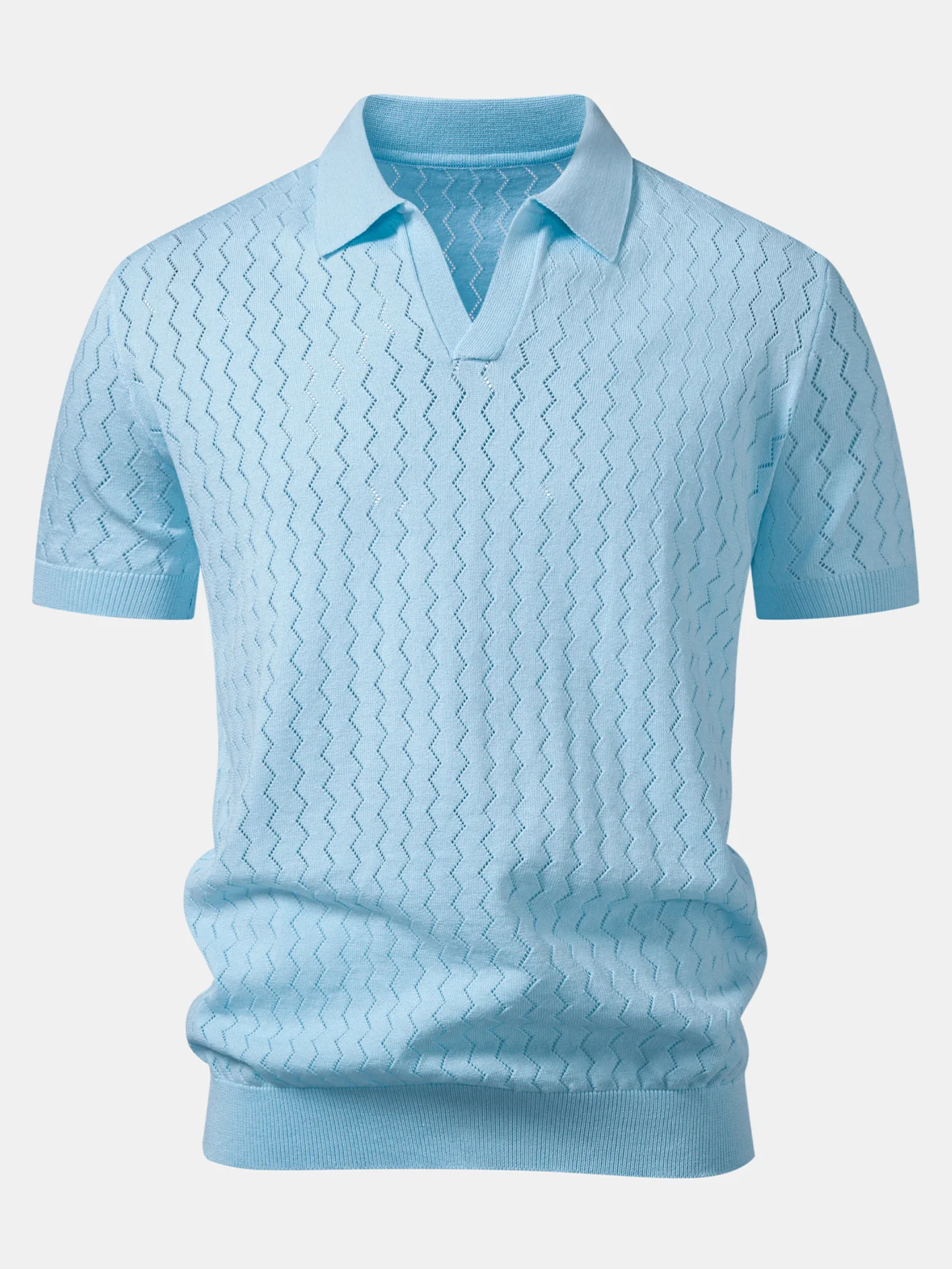 Zig Zag Open Knit  Polo - Image 3