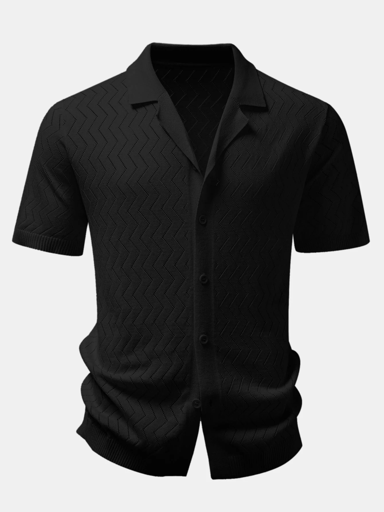 Zig Zag Open Knit Shirt - Image 3