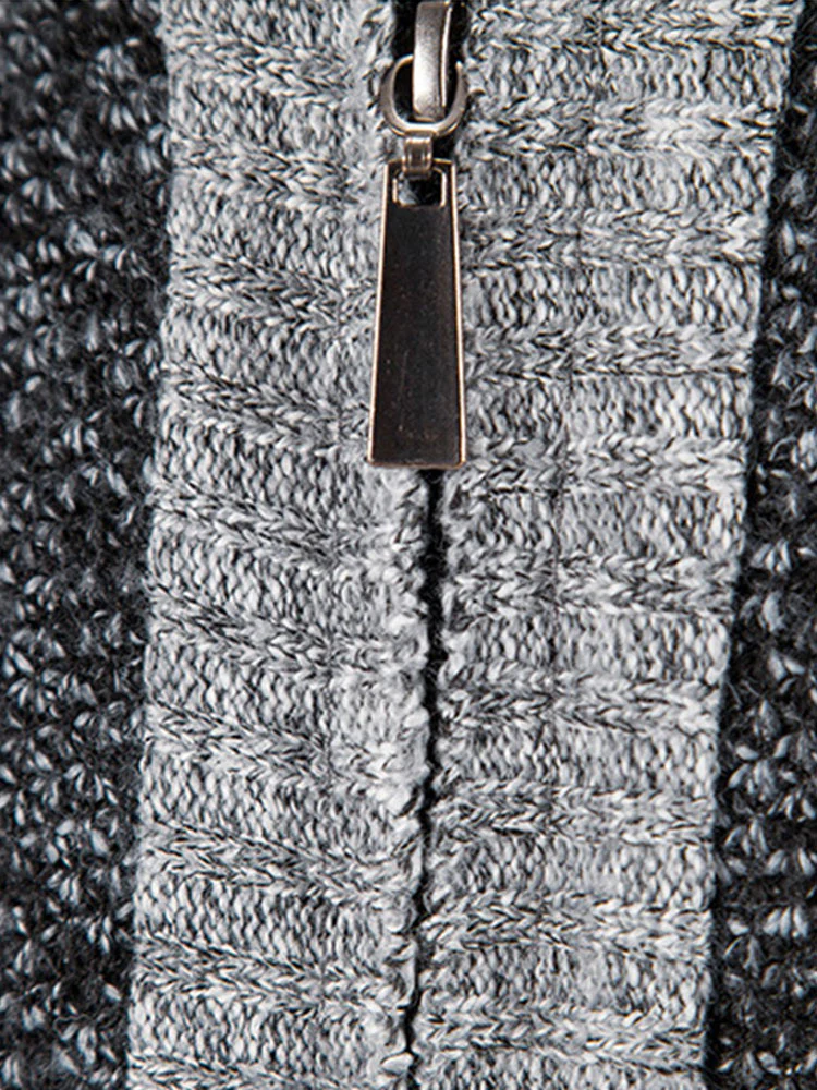 Reißverschluss-Faux-Suede-Patchwork-Pullover - Image 10