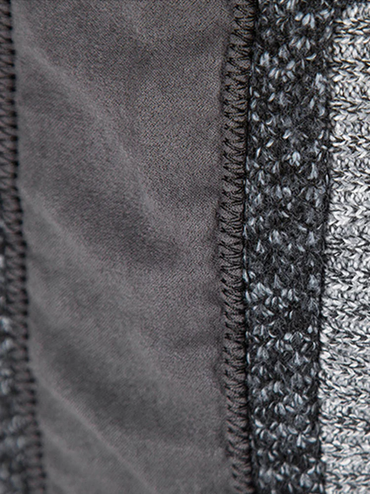 Reißverschluss-Faux-Suede-Patchwork-Pullover - Image 11