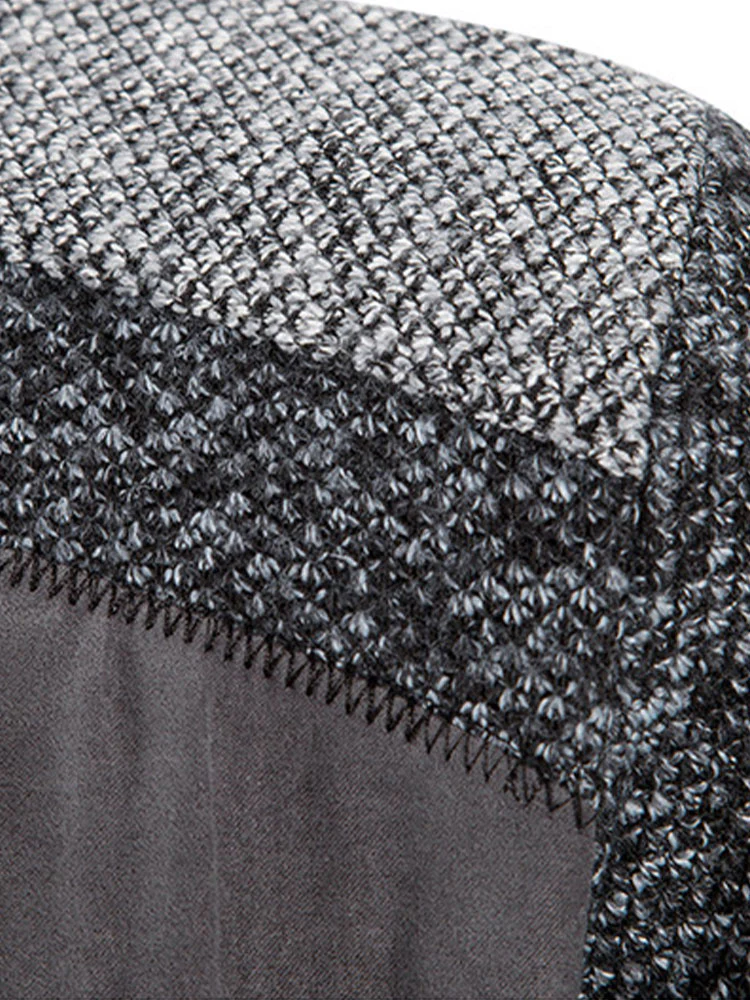 Reißverschluss-Faux-Suede-Patchwork-Pullover - Image 12