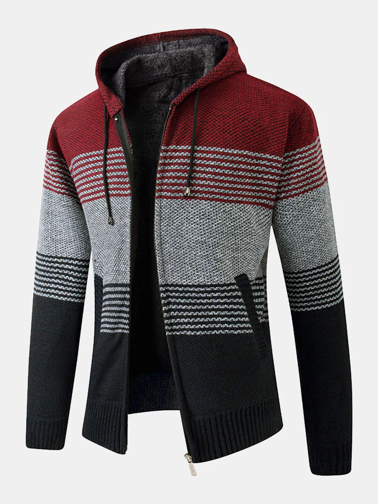 Gestreifter Kapuzenpullover mit Reißverschluss - Image 3