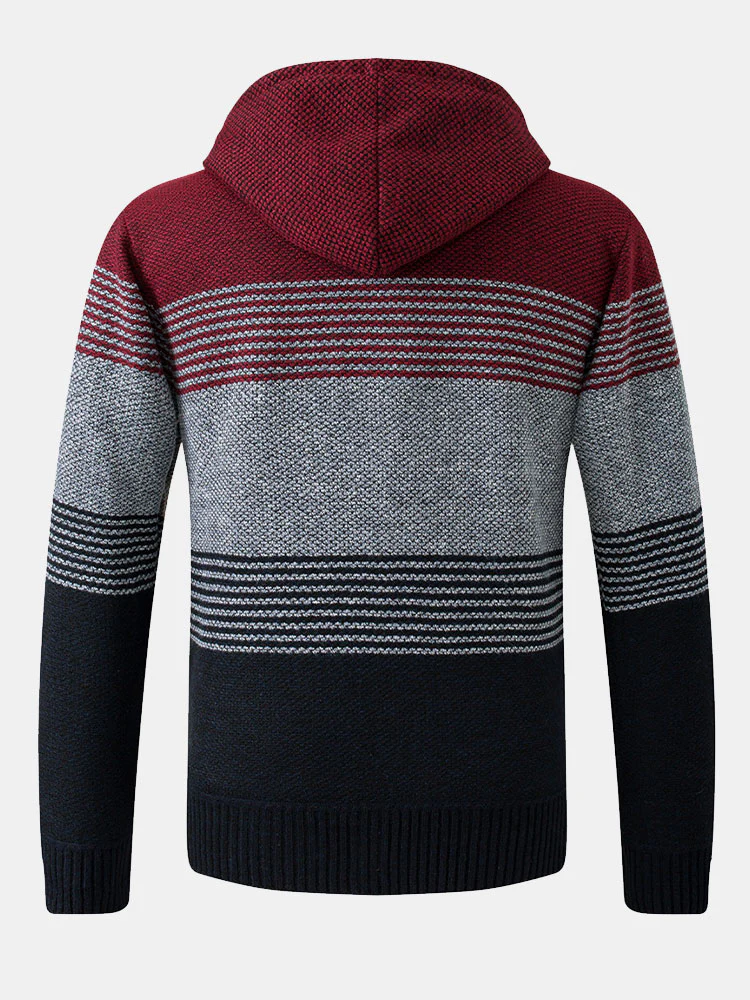 Gestreifter Kapuzenpullover mit Reißverschluss - Image 5