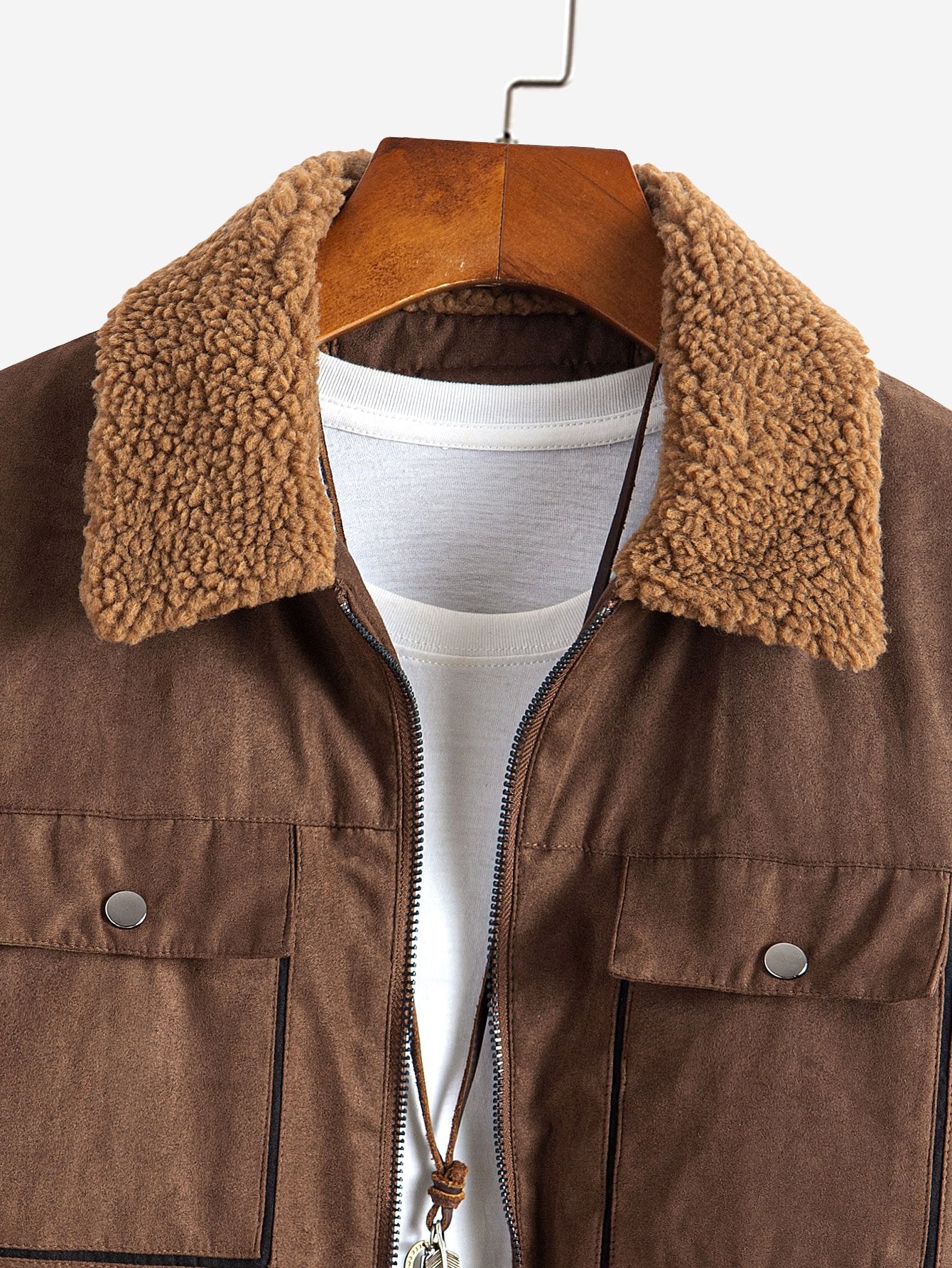 Reißverschluss Teddygefütterte Kunstwildlederjacke - Image 3