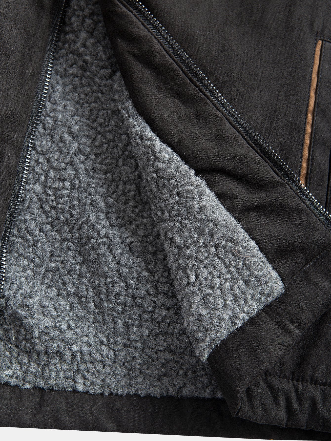 Reißverschluss Teddygefütterte Kunstwildlederjacke - Image 8