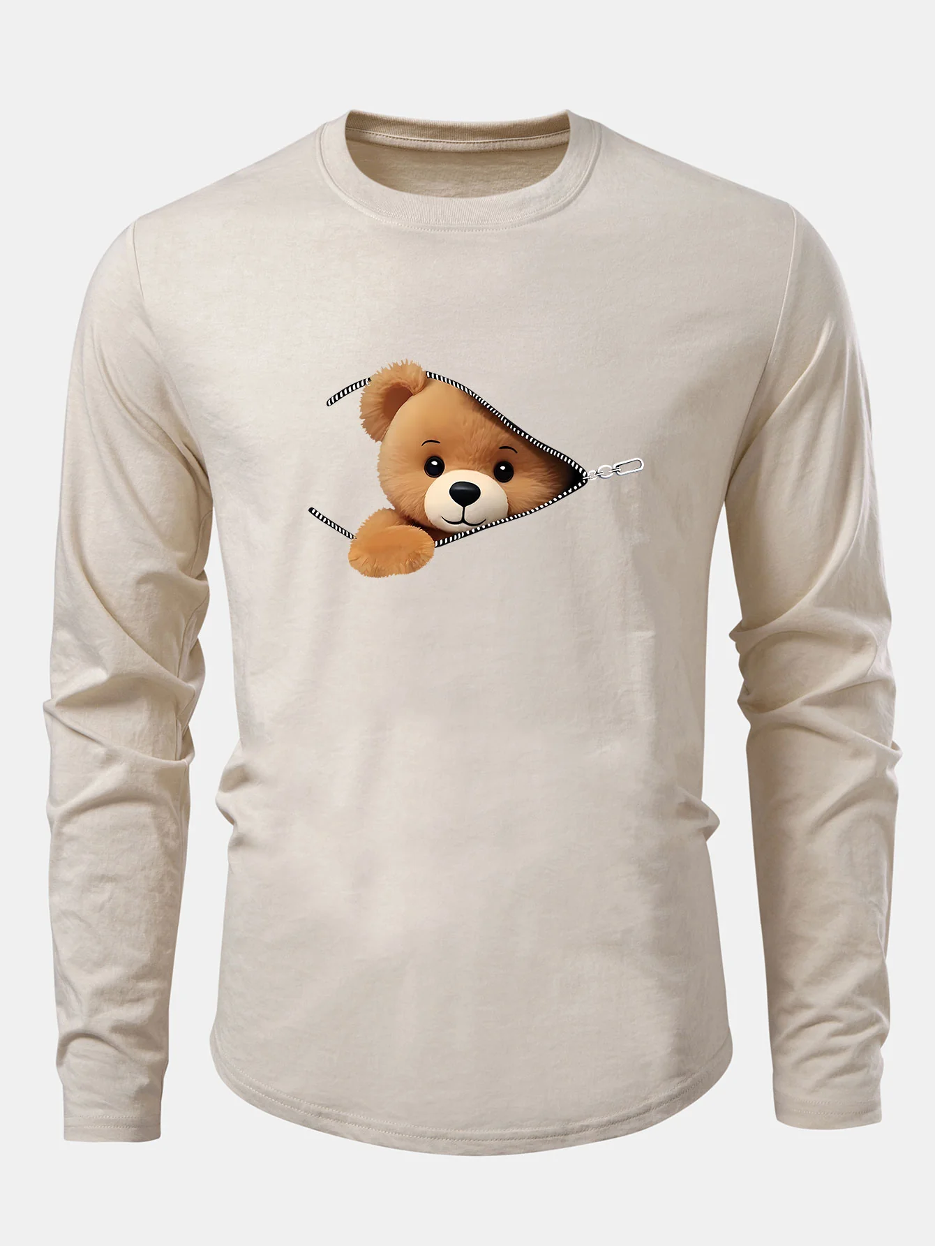 Reißverschluss Bär Druck Baumwolle Bogen Saum T-Shirt - Image 5