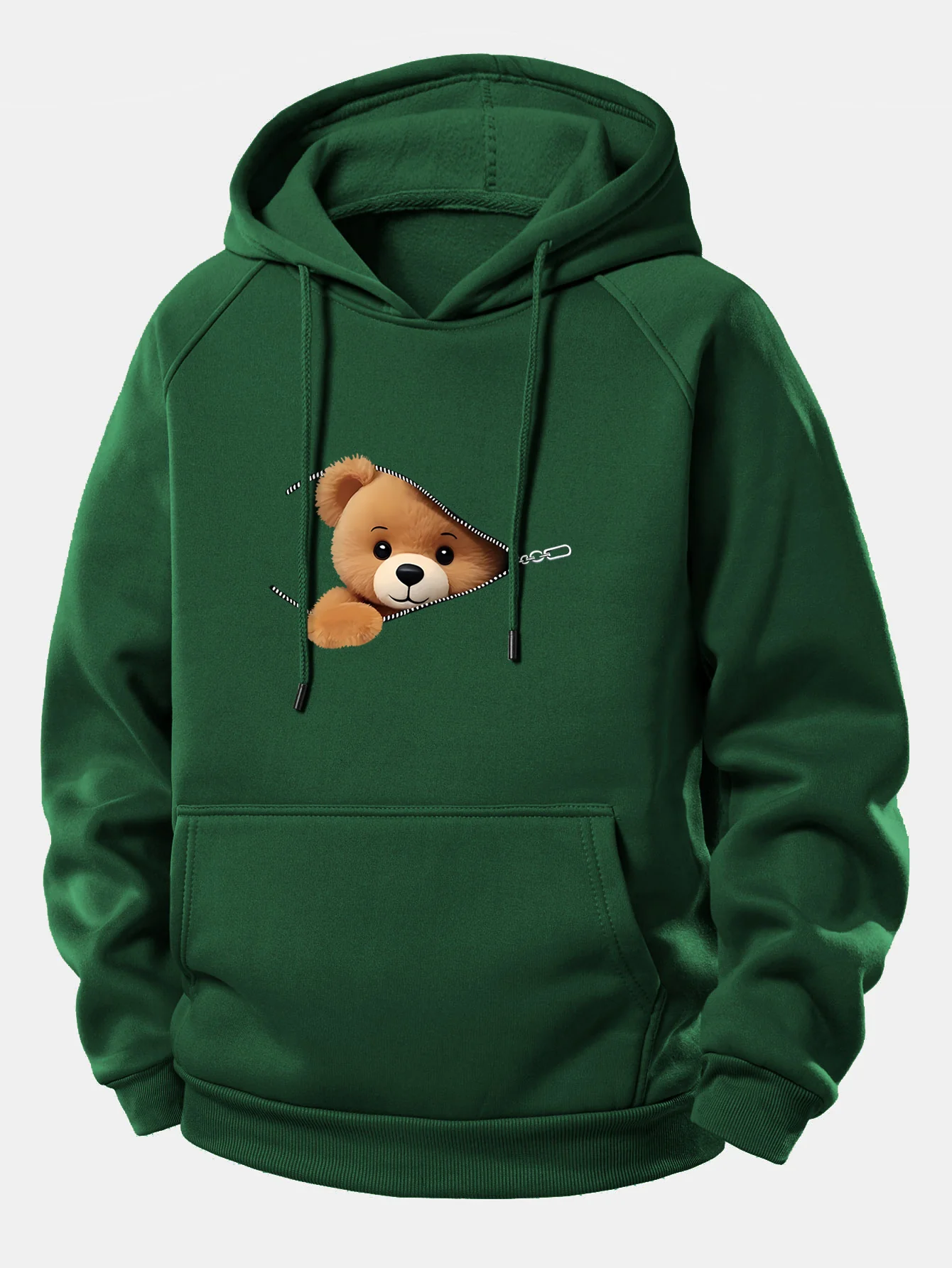 Kapuzenpullover mit Kordelzug und Bärenmotiv mit Reißverschluss - Image 10