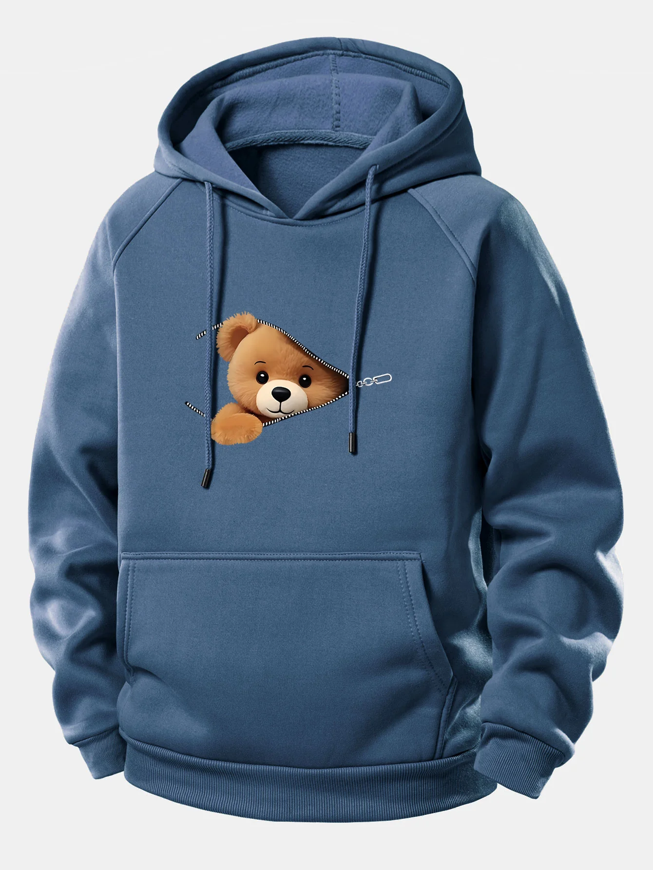 Kapuzenpullover mit Kordelzug und Bärenmotiv mit Reißverschluss - Image 11