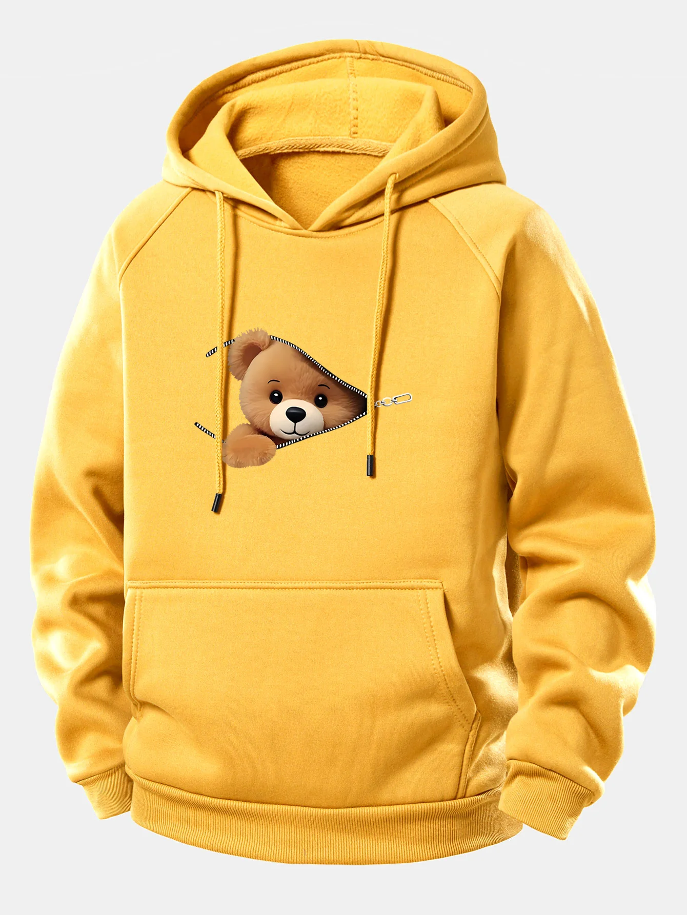 Kapuzenpullover mit Kordelzug und Bärenmotiv mit Reißverschluss - Image 12