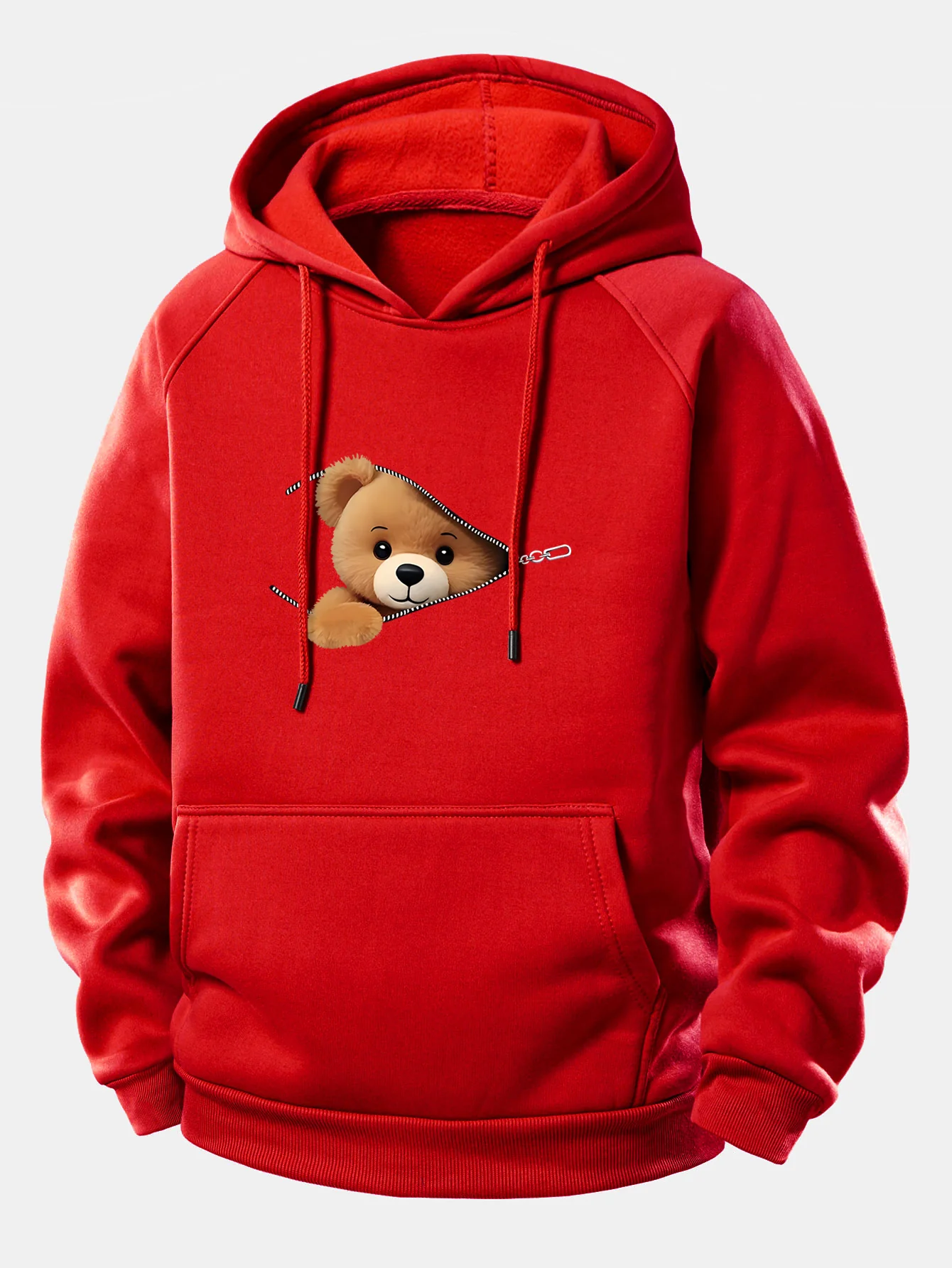 Kapuzenpullover mit Kordelzug und Bärenmotiv mit Reißverschluss - Image 13