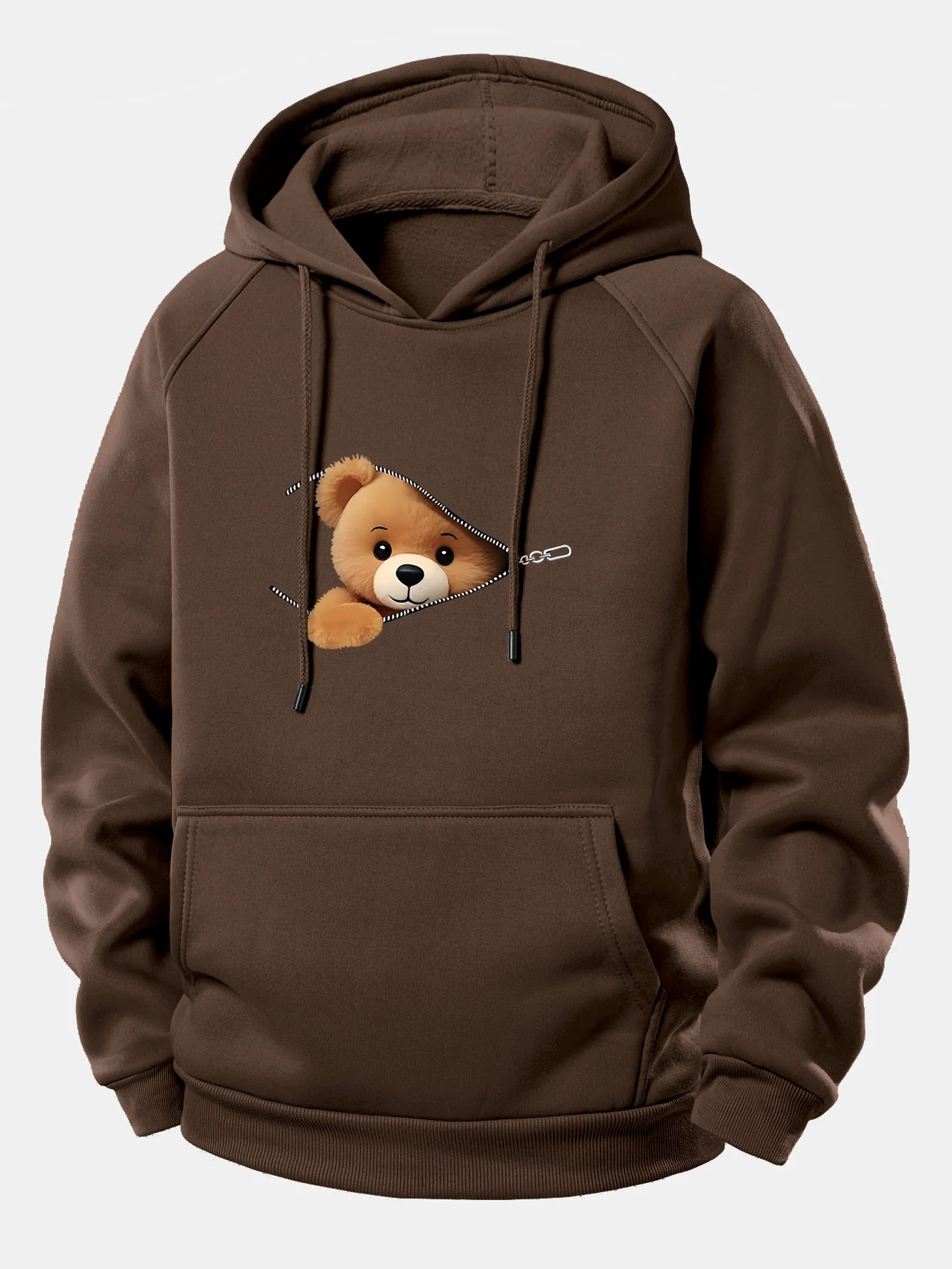 Kapuzenpullover mit Kordelzug und Bärenmotiv mit Reißverschluss - Image 2