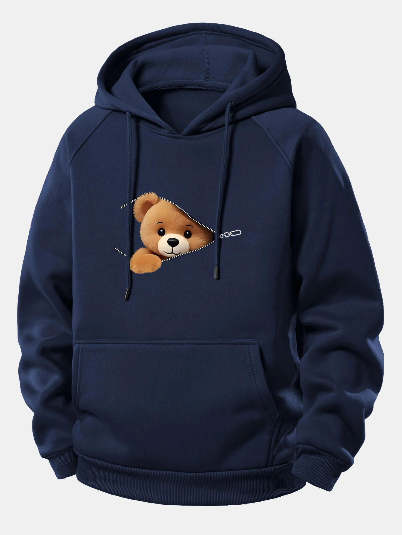 Kapuzenpullover mit Kordelzug und Bärenmotiv mit Reißverschluss - Image 5