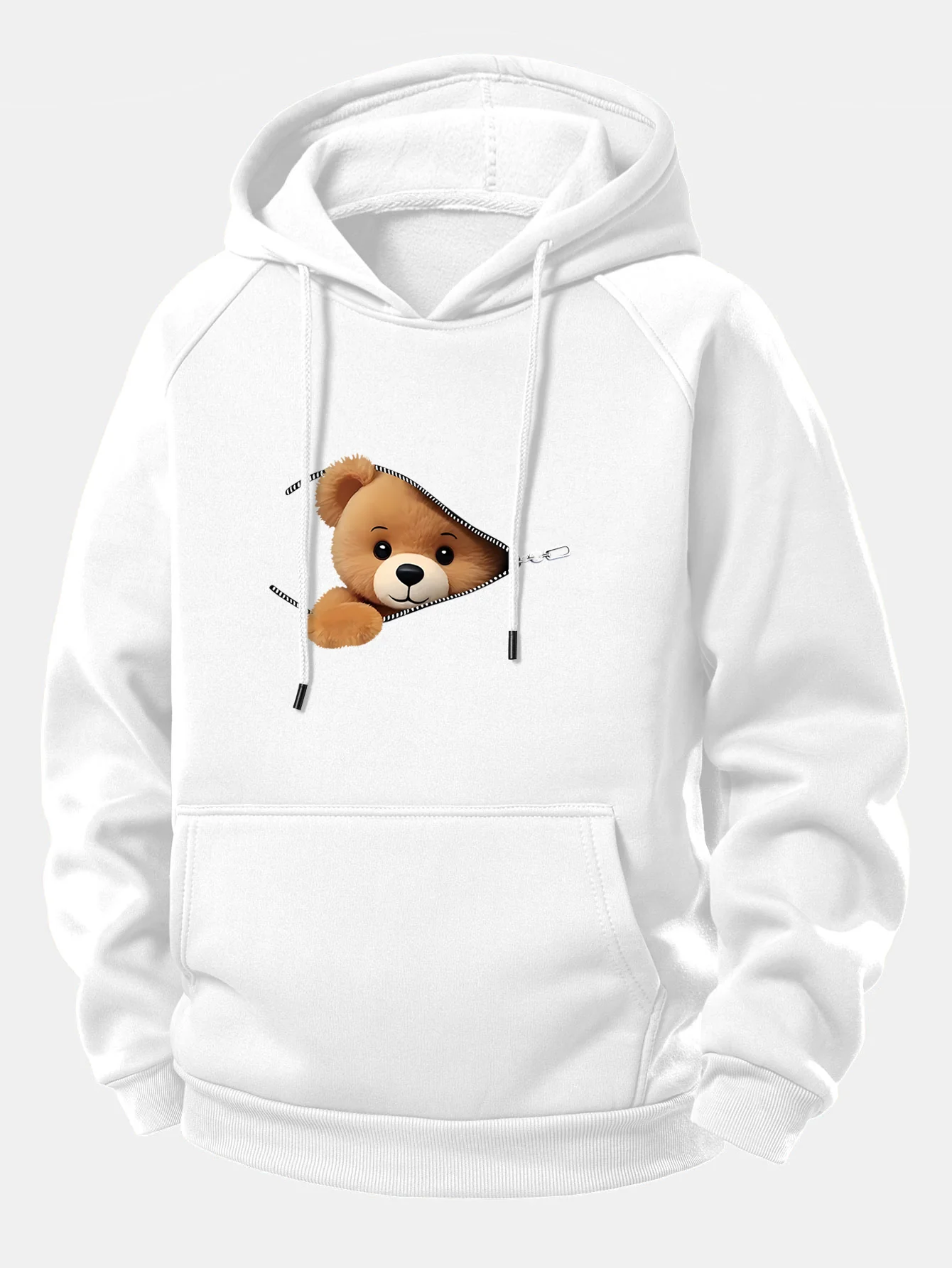 Kapuzenpullover mit Kordelzug und Bärenmotiv mit Reißverschluss - Image 6