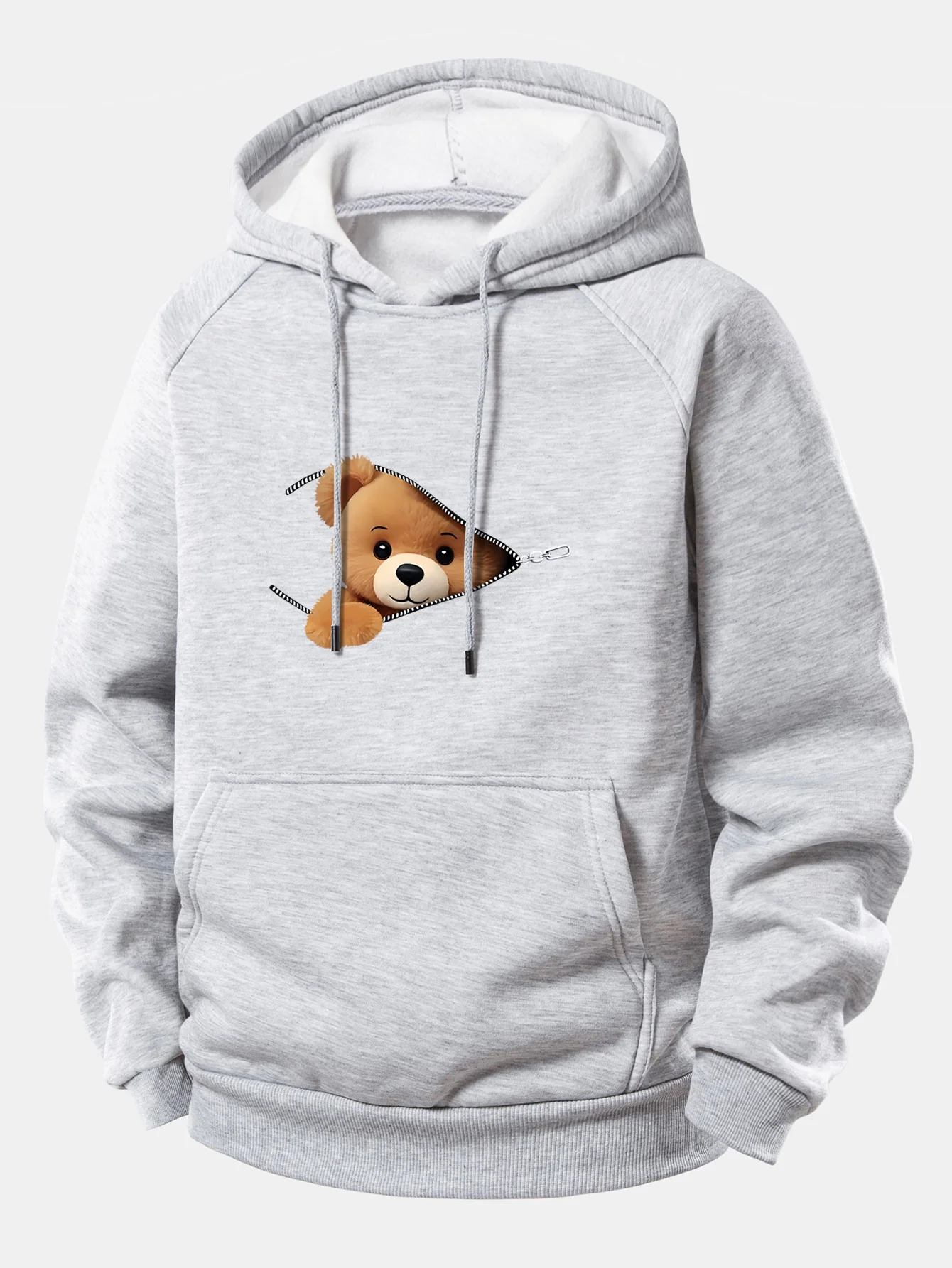 Kapuzenpullover mit Kordelzug und Bärenmotiv mit Reißverschluss - Image 7