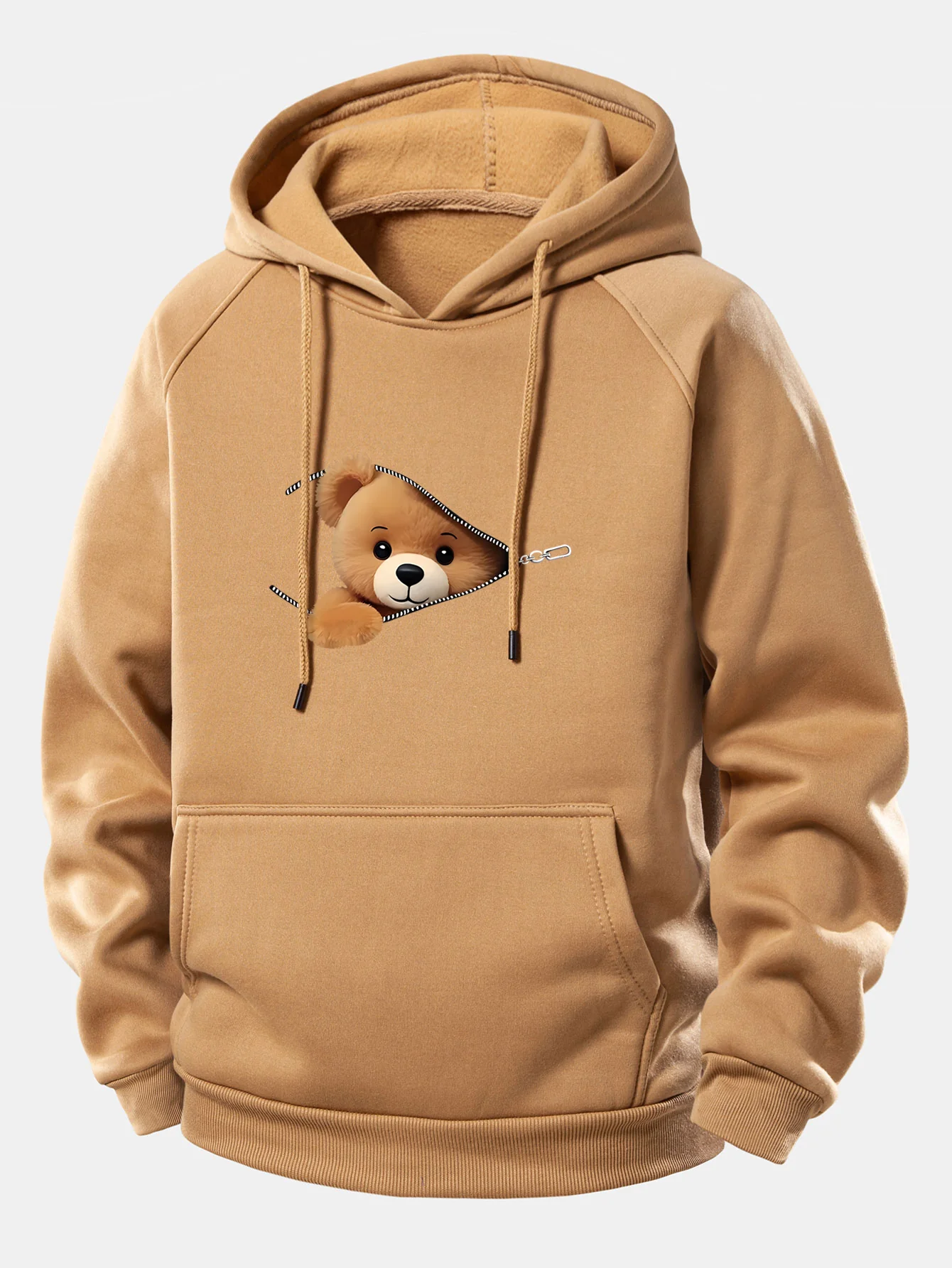 Kapuzenpullover mit Kordelzug und Bärenmotiv mit Reißverschluss - Image 8