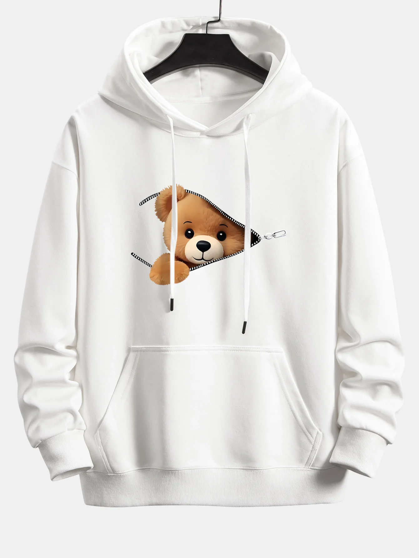 Zipper Bear Print Relax Fit Hoodie - Image 10