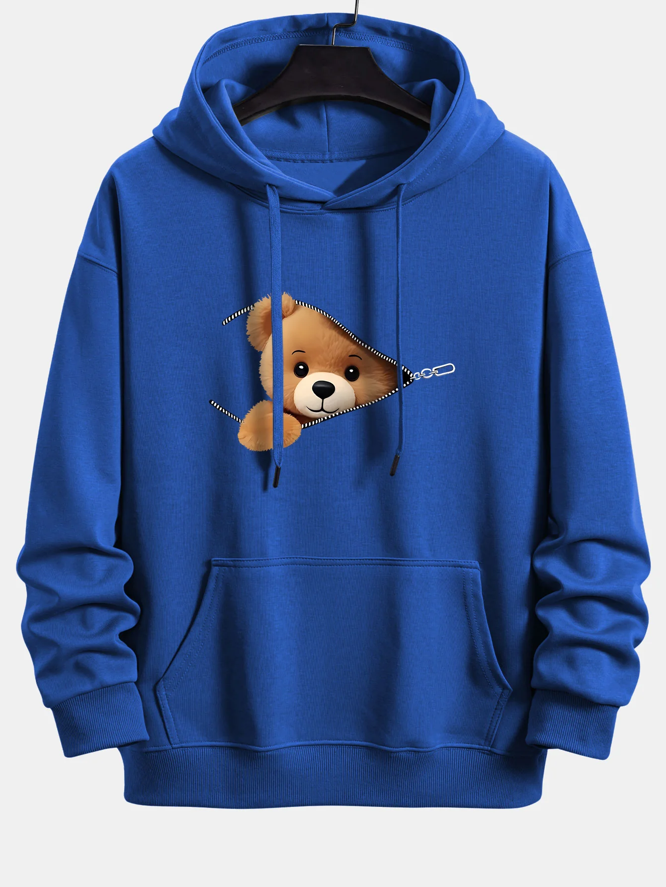 Zipper Bear Print Relax Fit Hoodie - Image 5