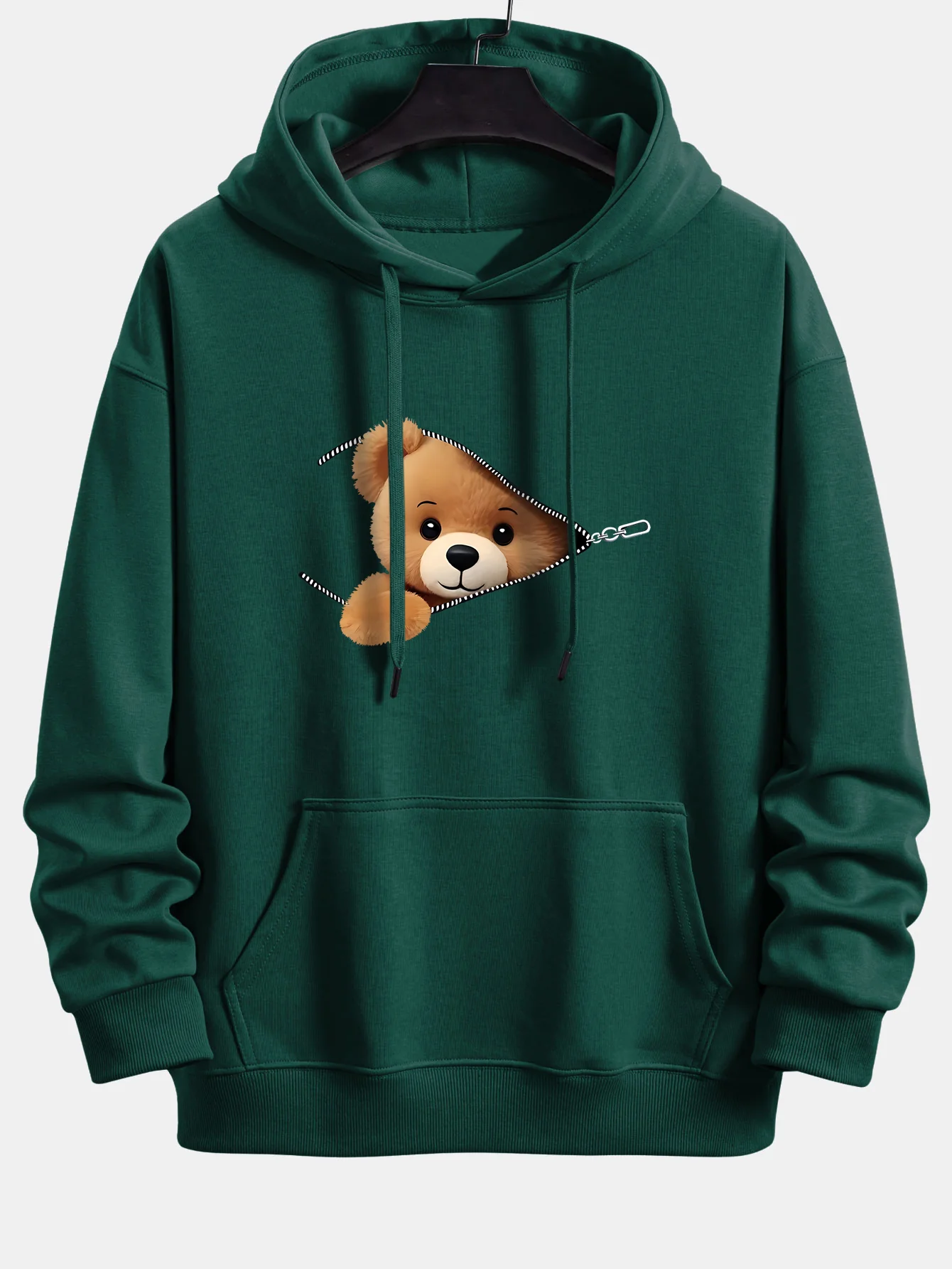 Zipper Bear Print Relax Fit Hoodie - Image 7