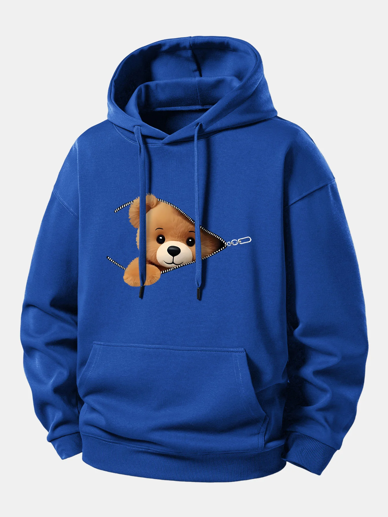Zipper Bear Print Relax Fit Hoodie - Image 10