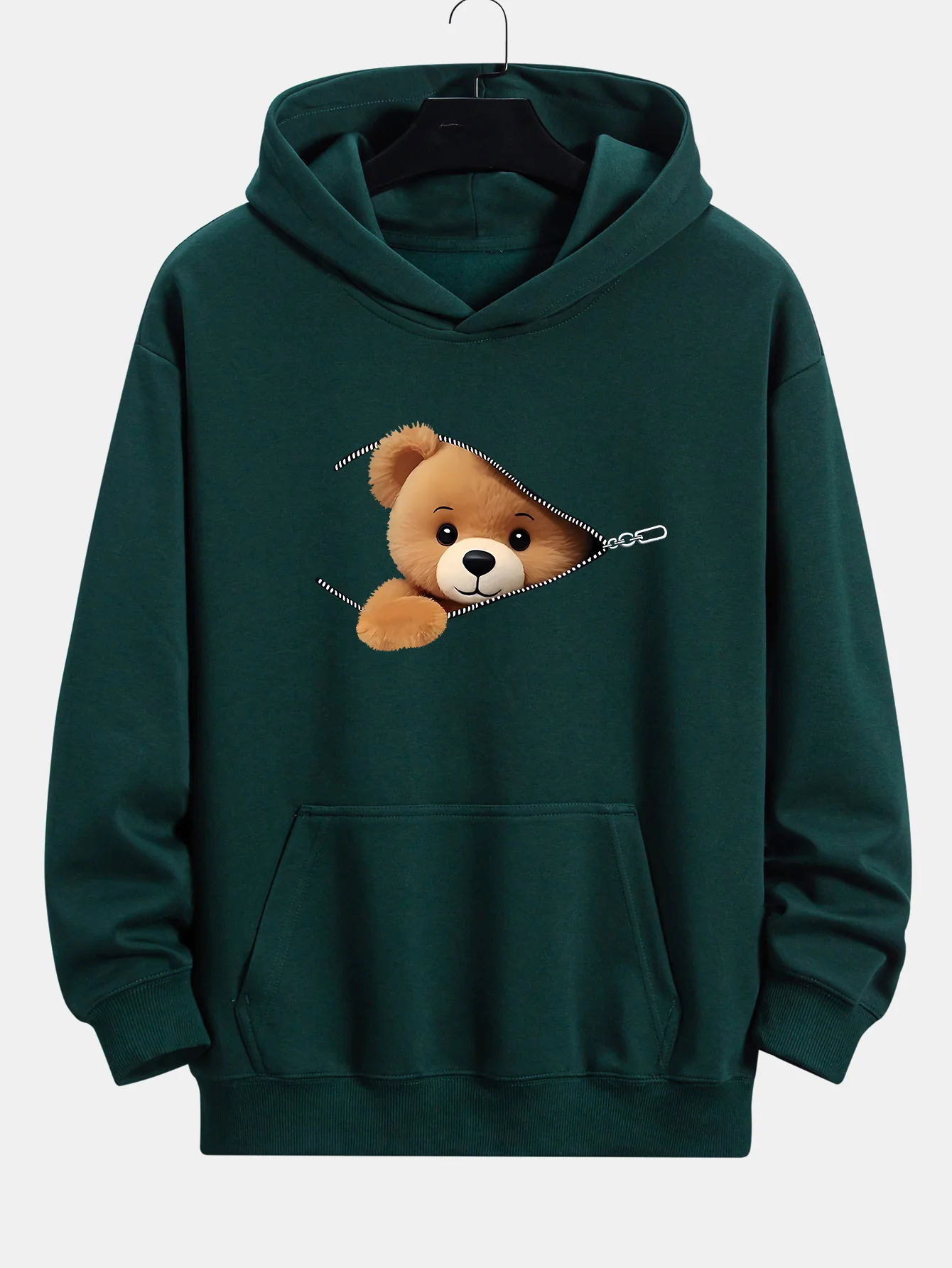 Reißverschluss Bären Druck Relaxed Fit Hoodie - Image 2