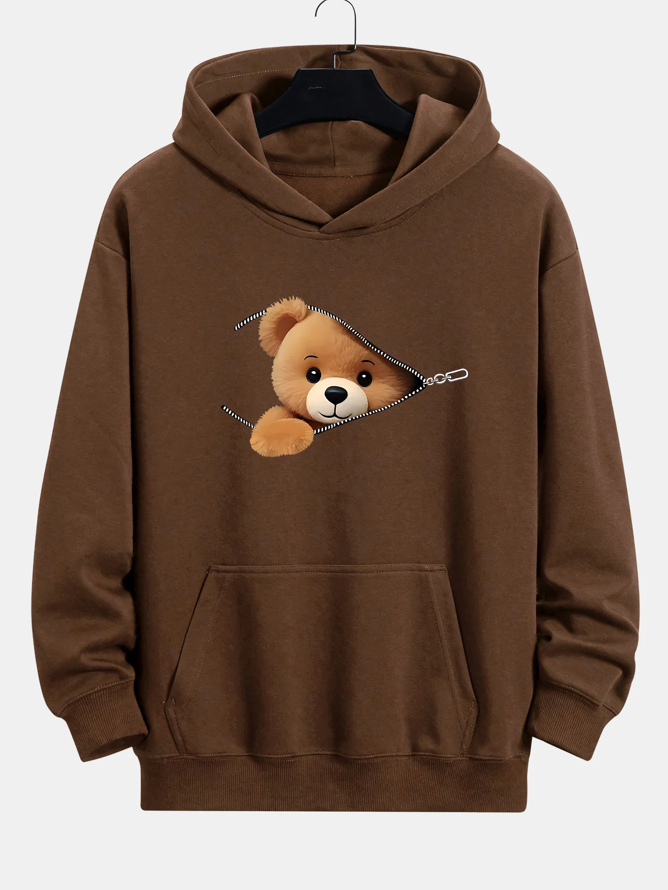Reißverschluss Bären Druck Relaxed Fit Hoodie - Image 3