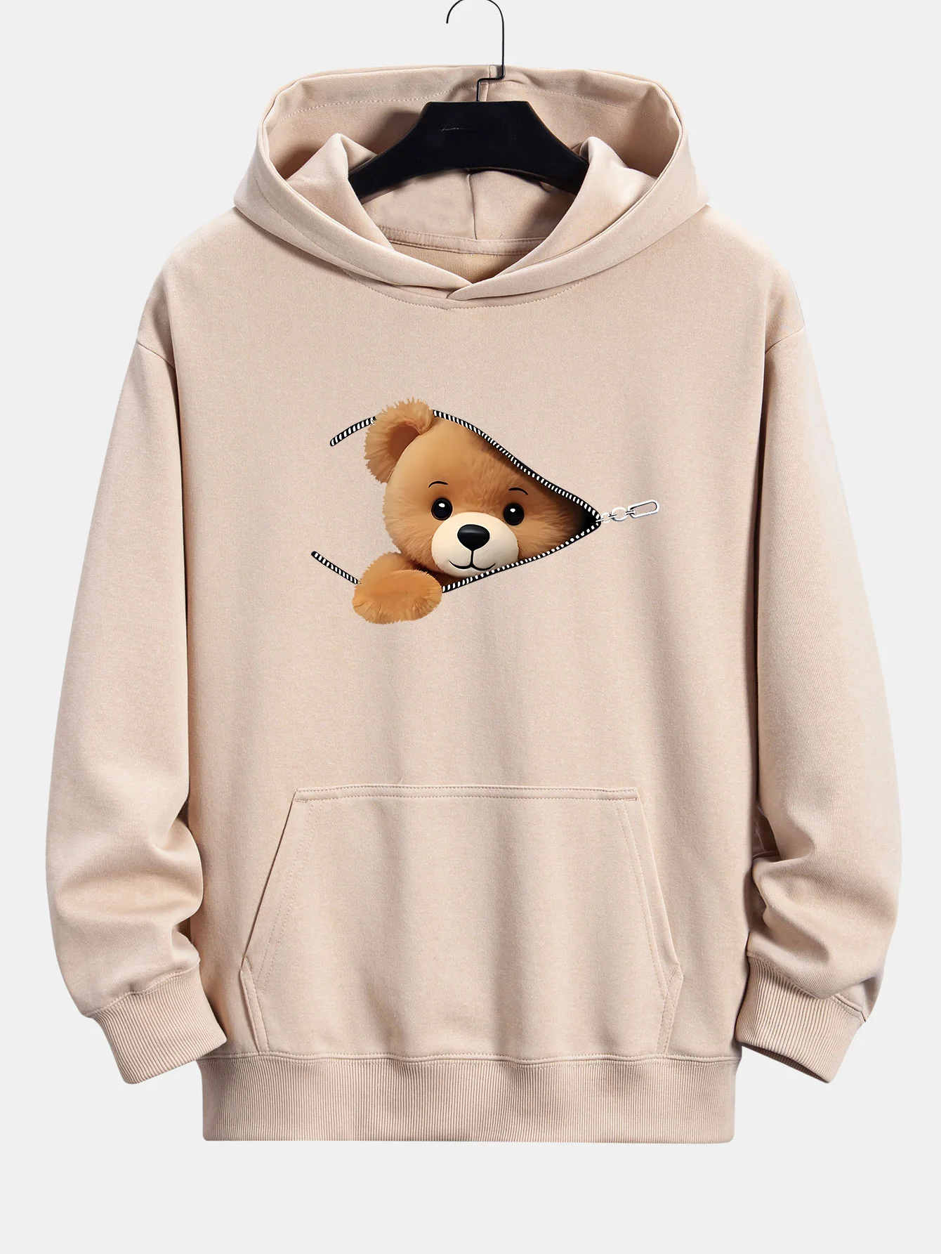 Reißverschluss Bären Druck Relaxed Fit Hoodie - Image 4
