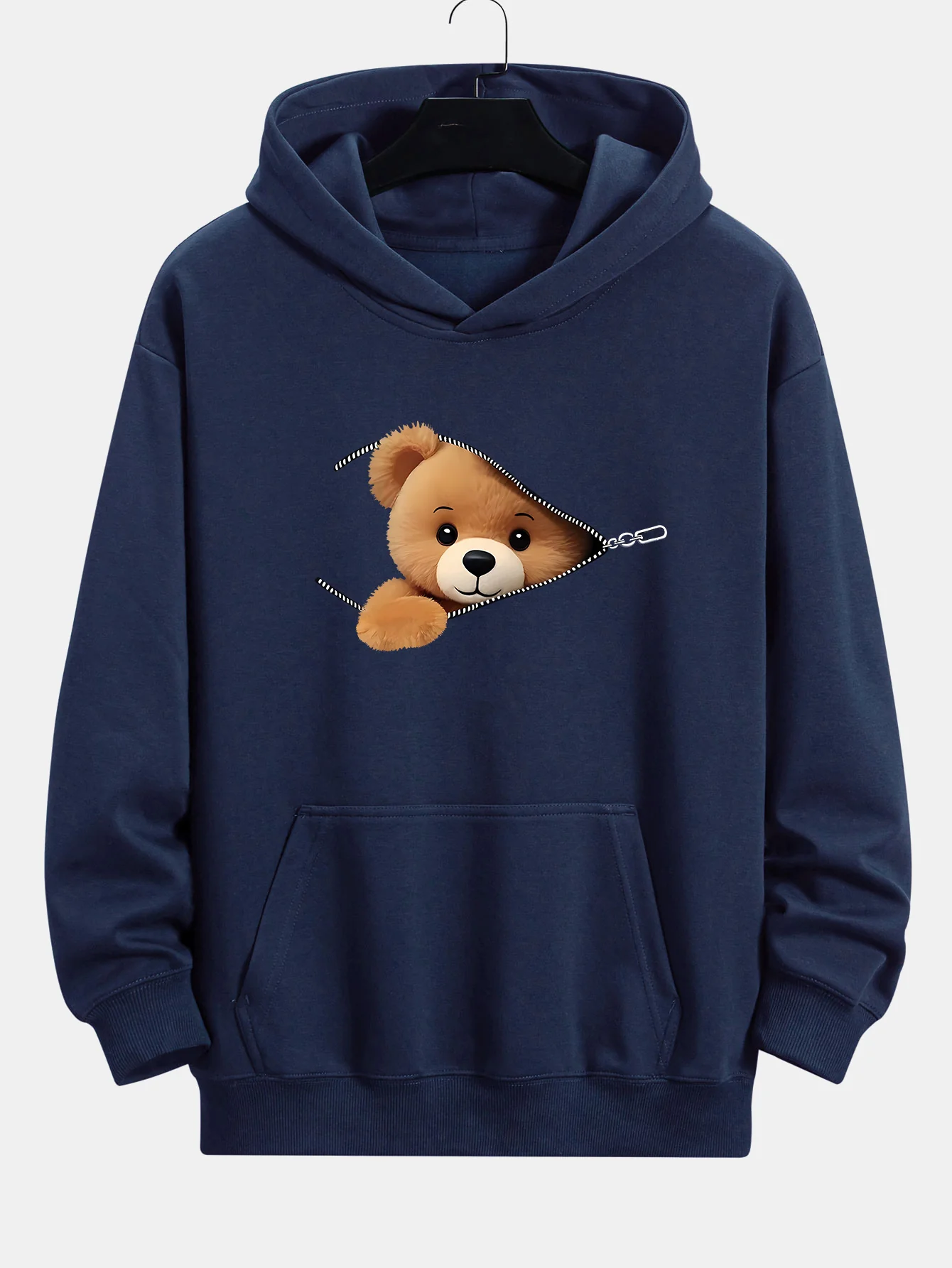 Reißverschluss Bären Druck Relaxed Fit Hoodie - Image 5