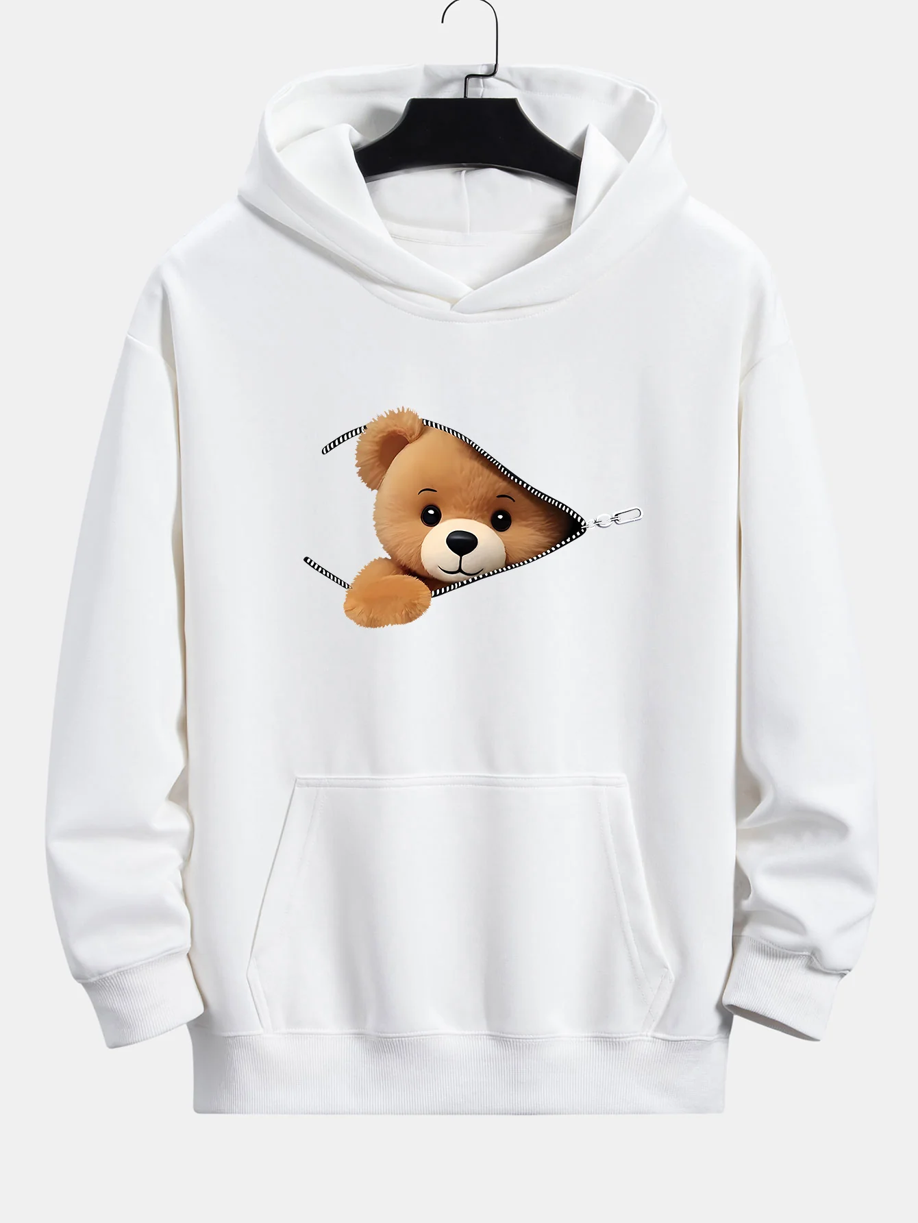 Reißverschluss Bären Druck Relaxed Fit Hoodie - Image 6