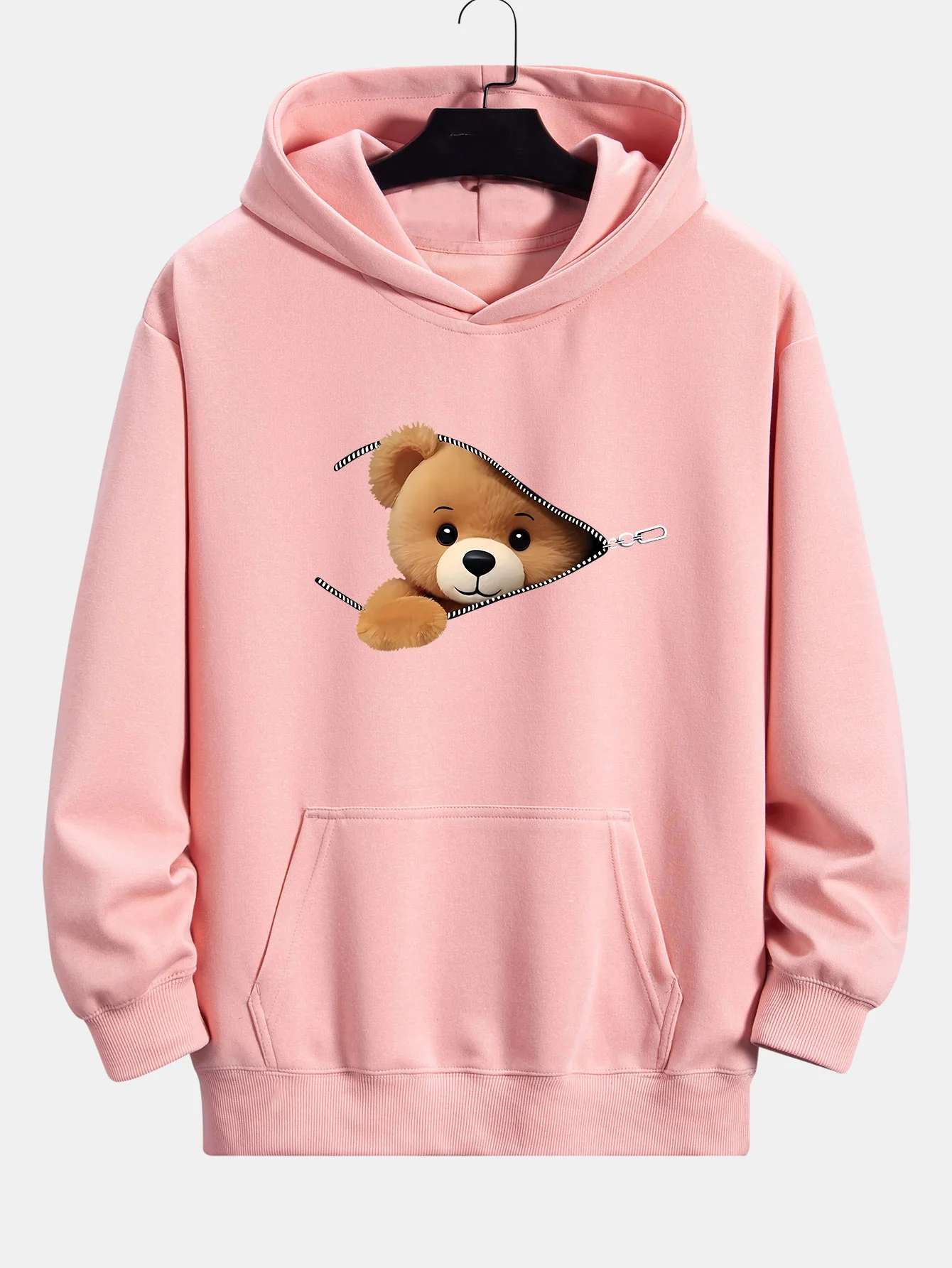 Reißverschluss Bären Druck Relaxed Fit Hoodie - Image 7