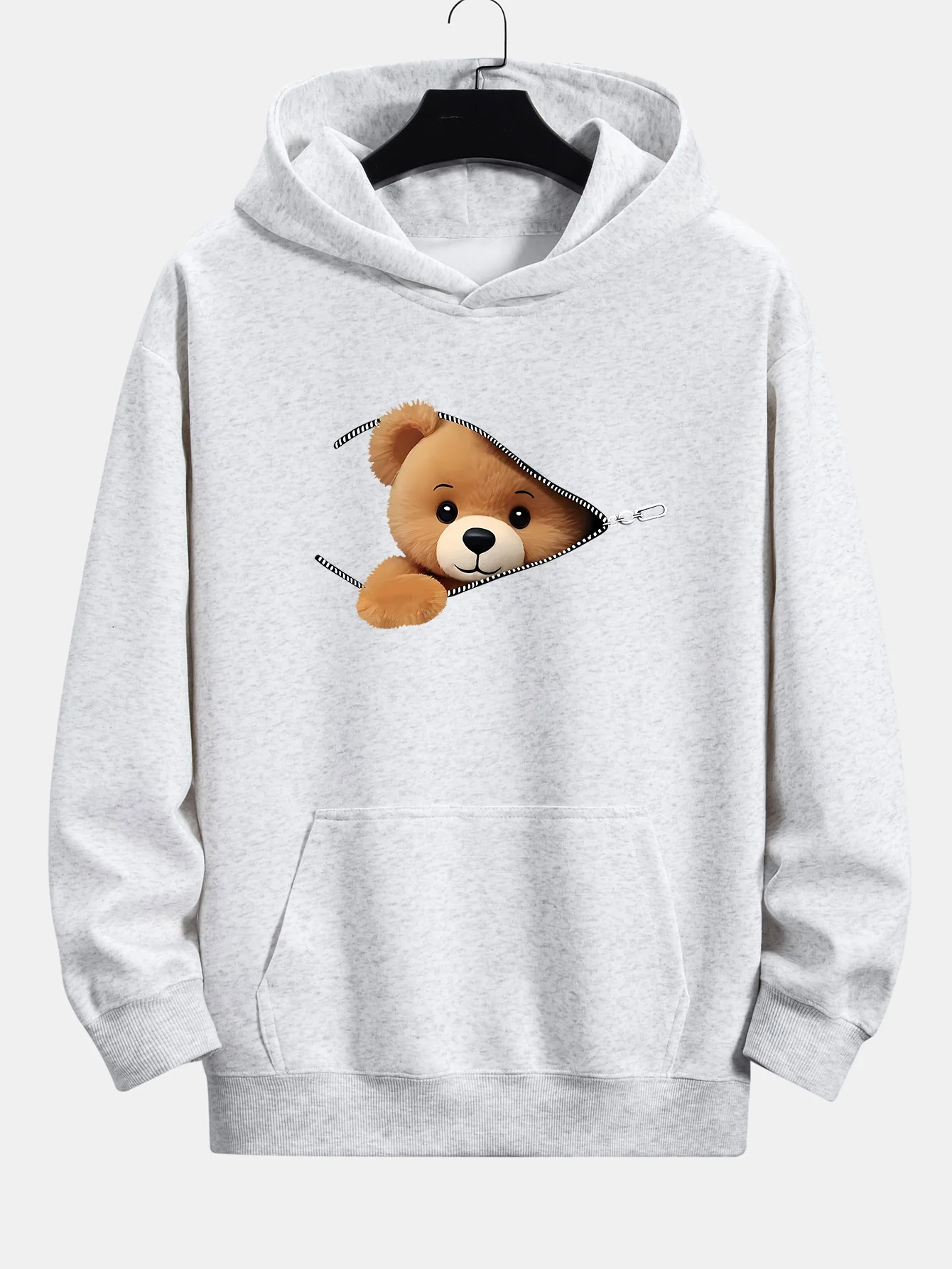 Reißverschluss Bären Druck Relaxed Fit Hoodie - Image 8