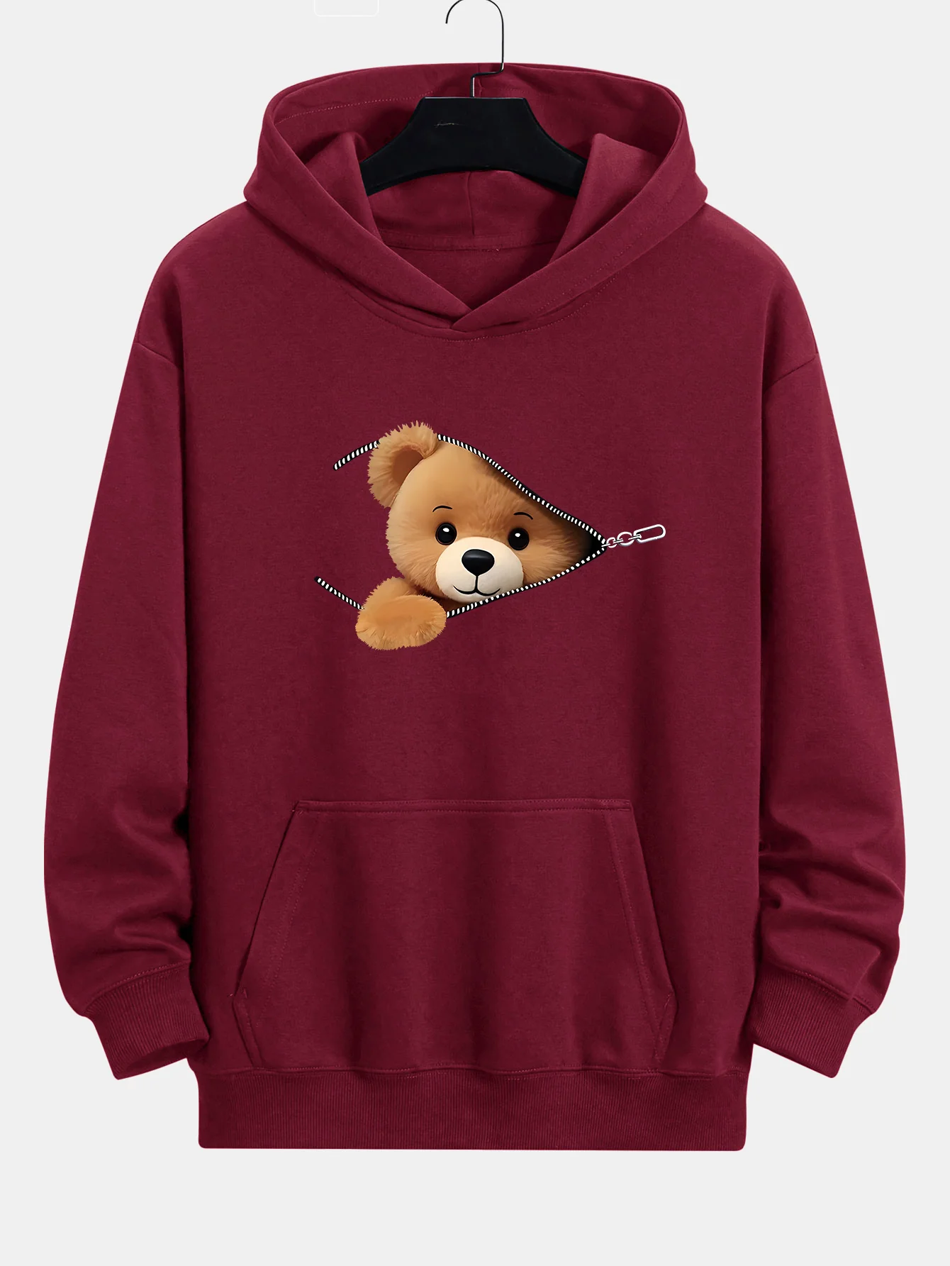Reißverschluss Bären Druck Relaxed Fit Hoodie - Image 9