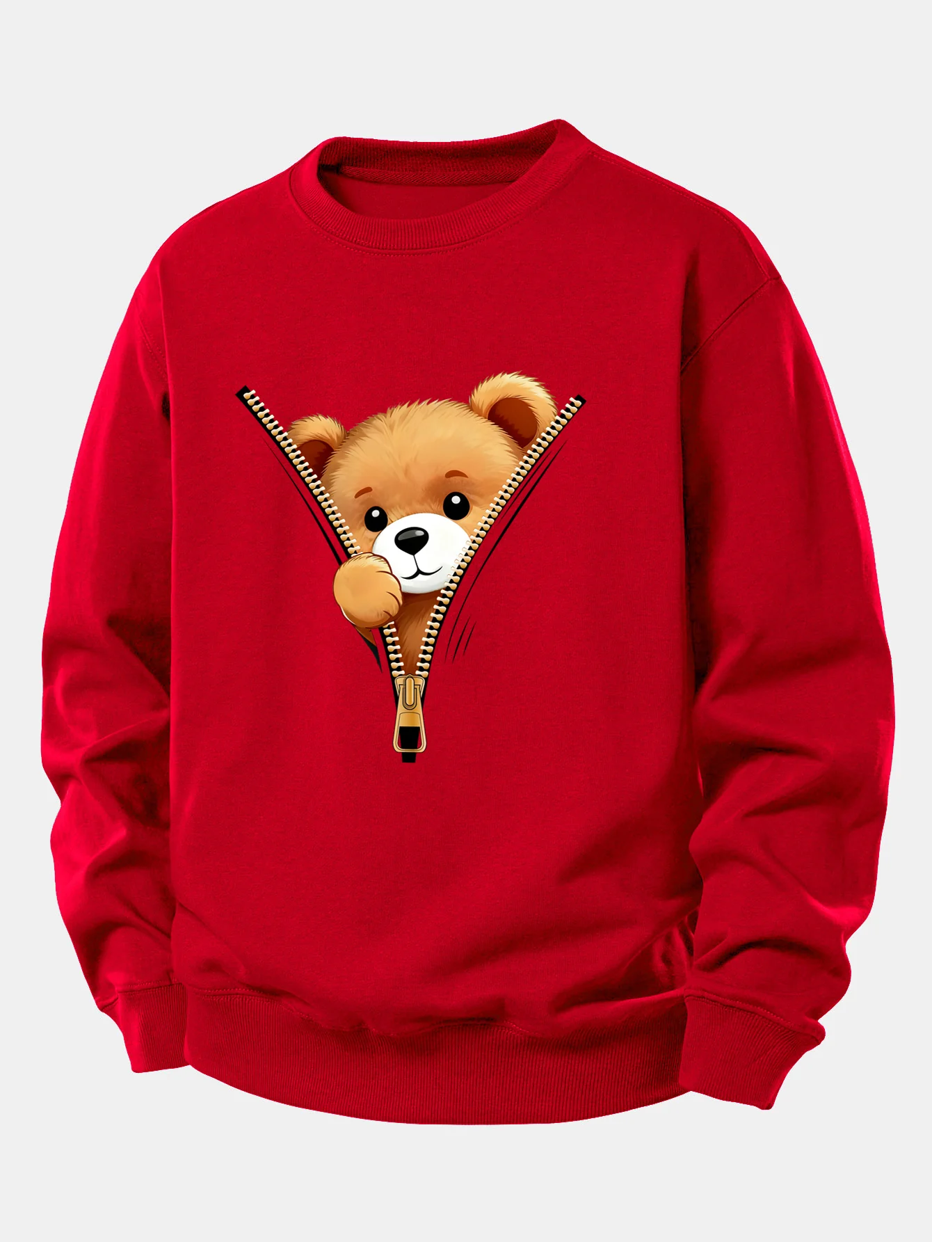 Zipper Bear Print Relax Fit Sweatshirt - Image 10