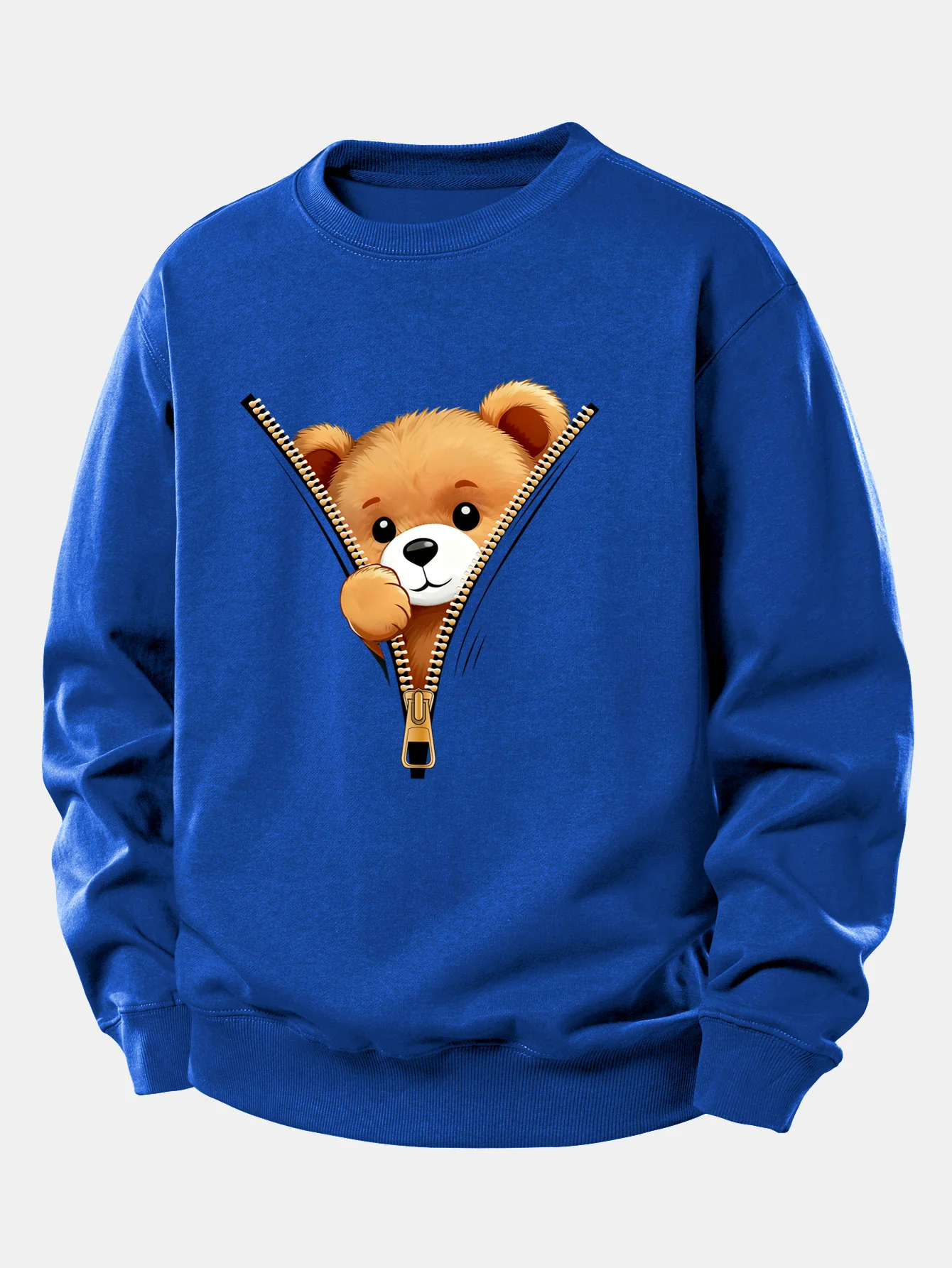 Zipper Bear Print Relax Fit Sweatshirt - Image 11