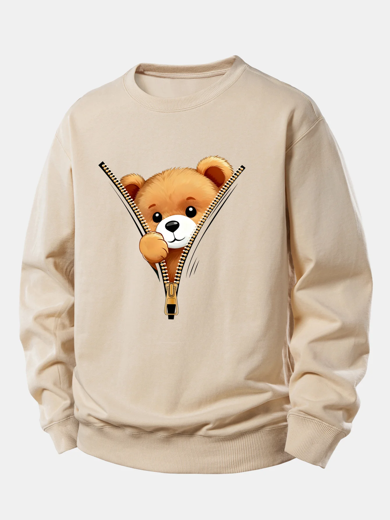 Zipper Bear Print Relax Fit Sweatshirt - Image 2