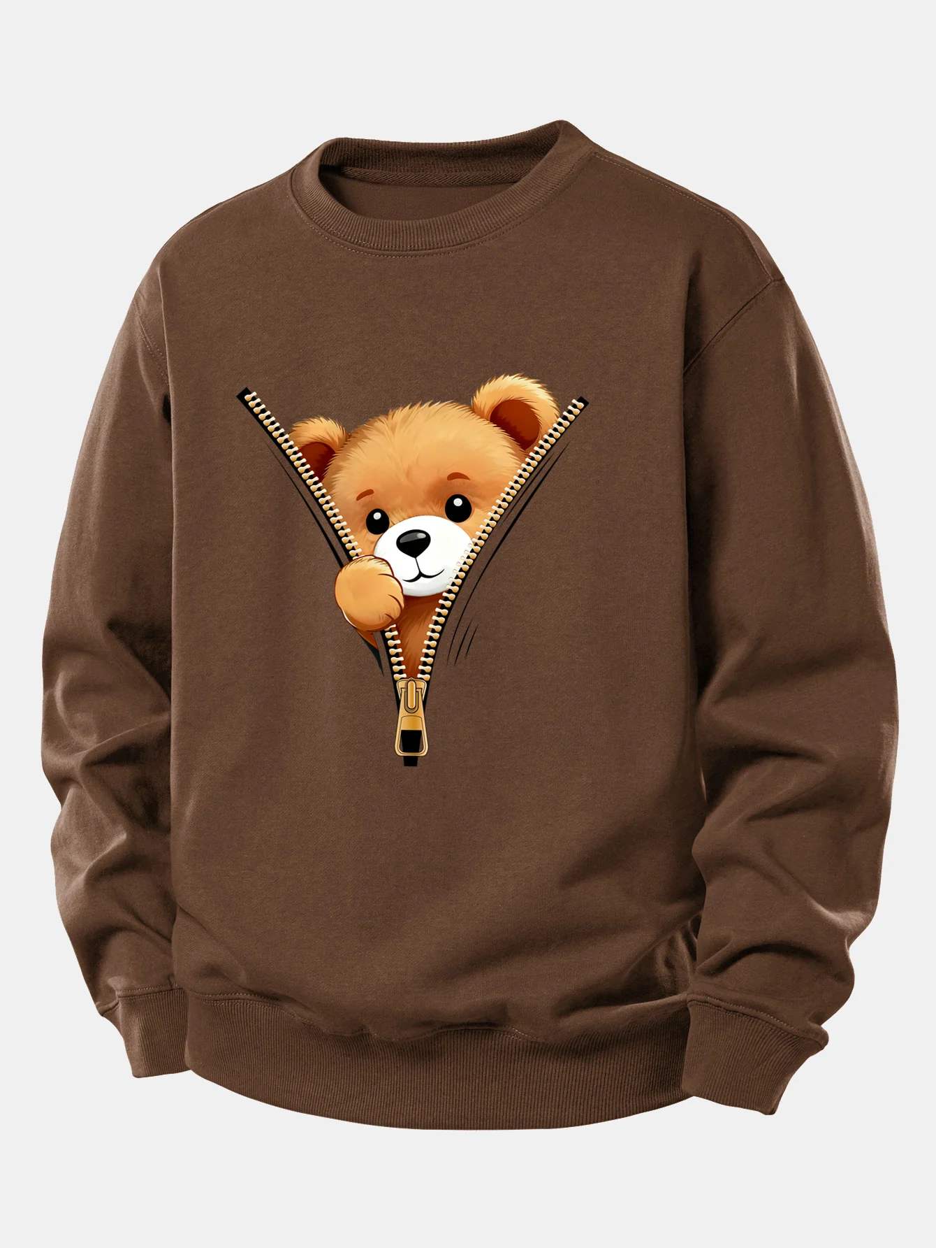 Zipper Bear Print Relax Fit Sweatshirt - Image 4