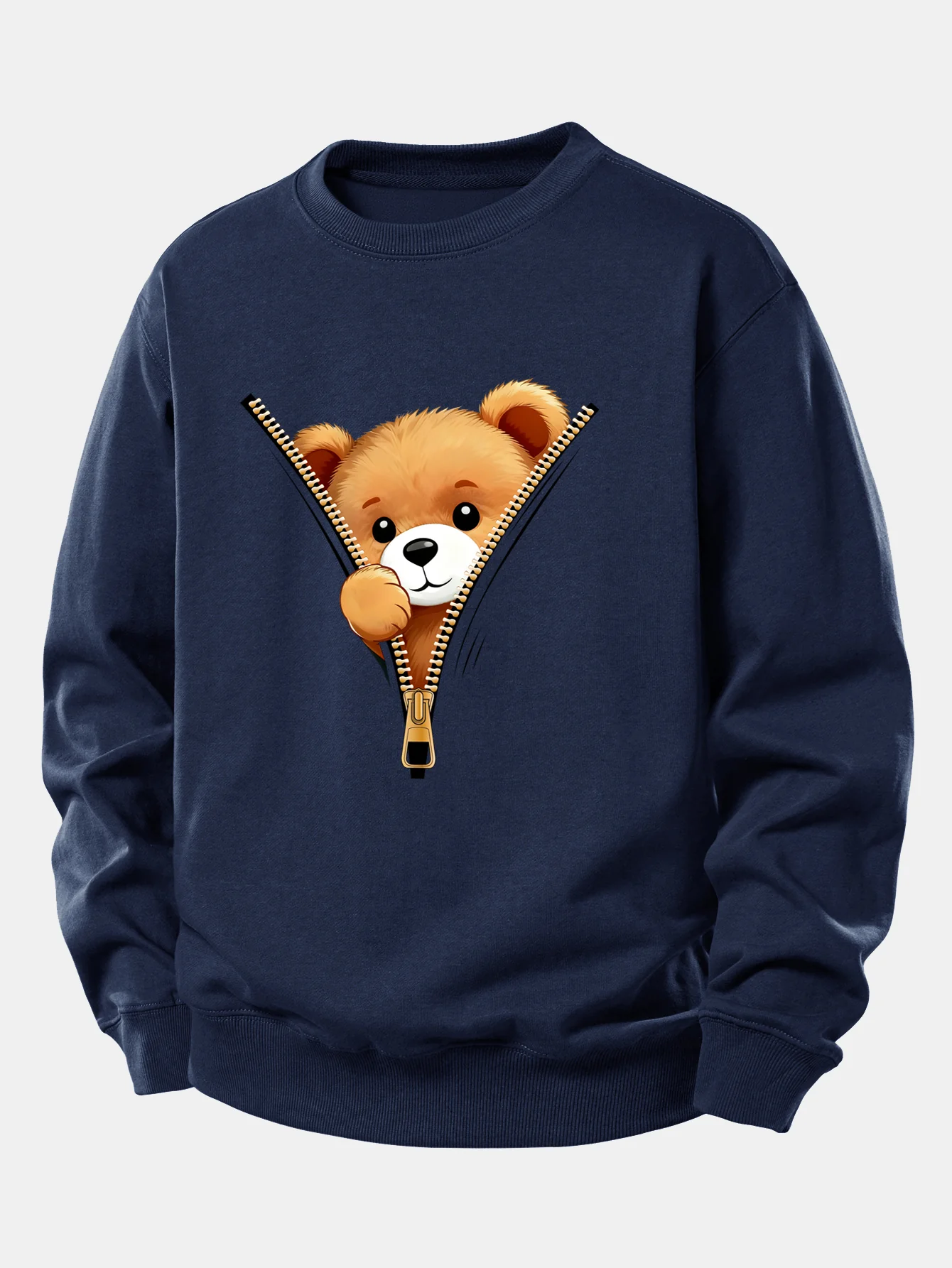 Zipper Bear Print Relax Fit Sweatshirt - Image 5