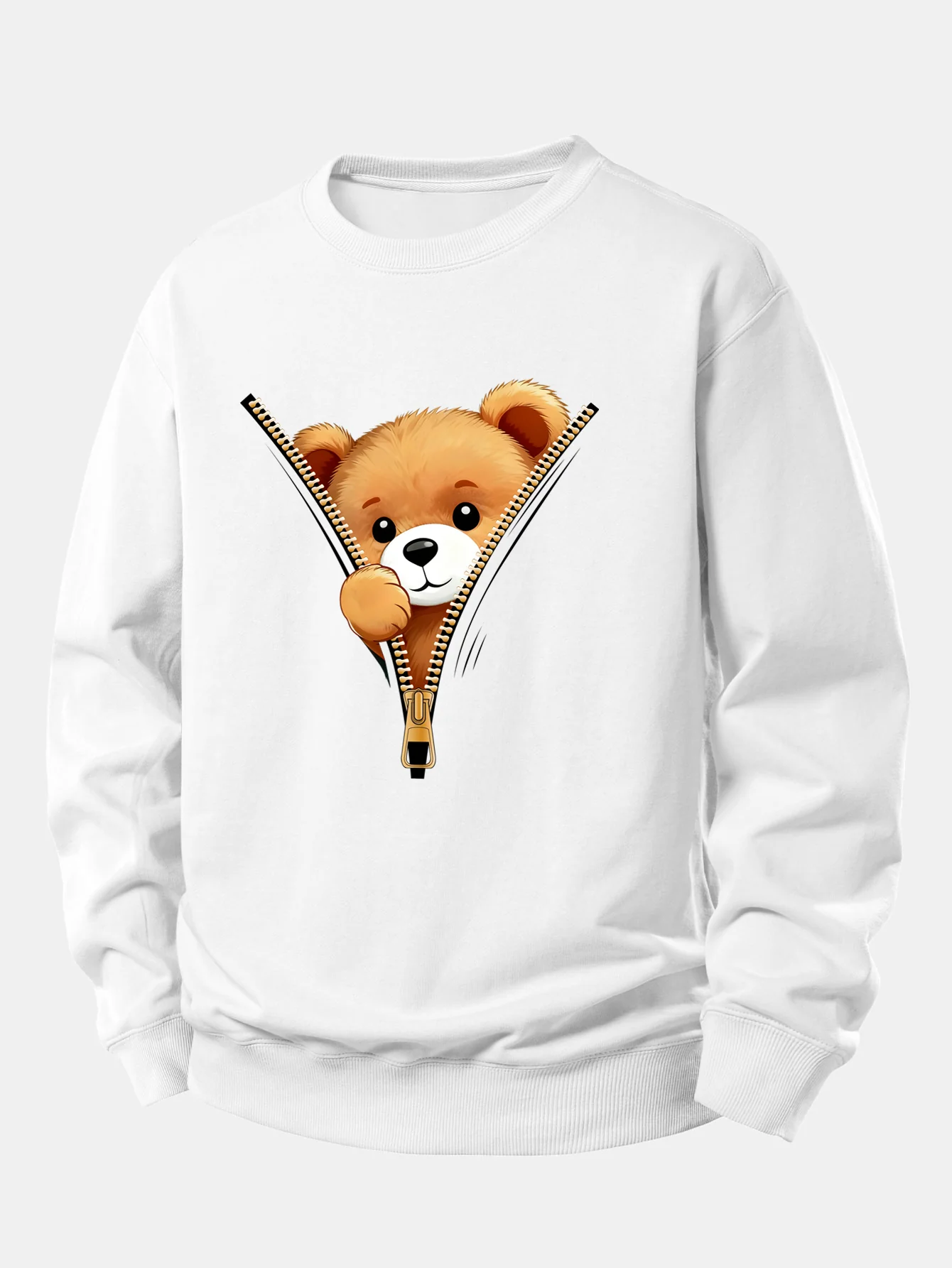 Zipper Bear Print Relax Fit Sweatshirt - Image 6
