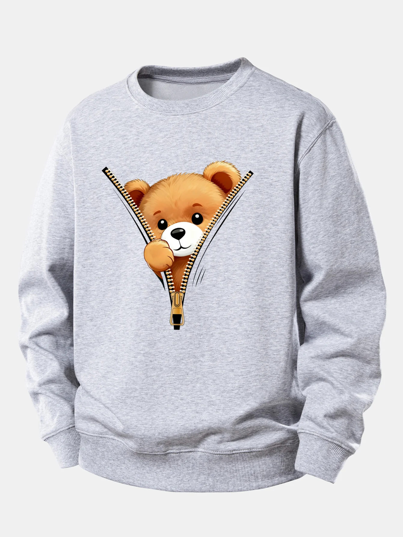 Zipper Bear Print Relax Fit Sweatshirt - Image 7
