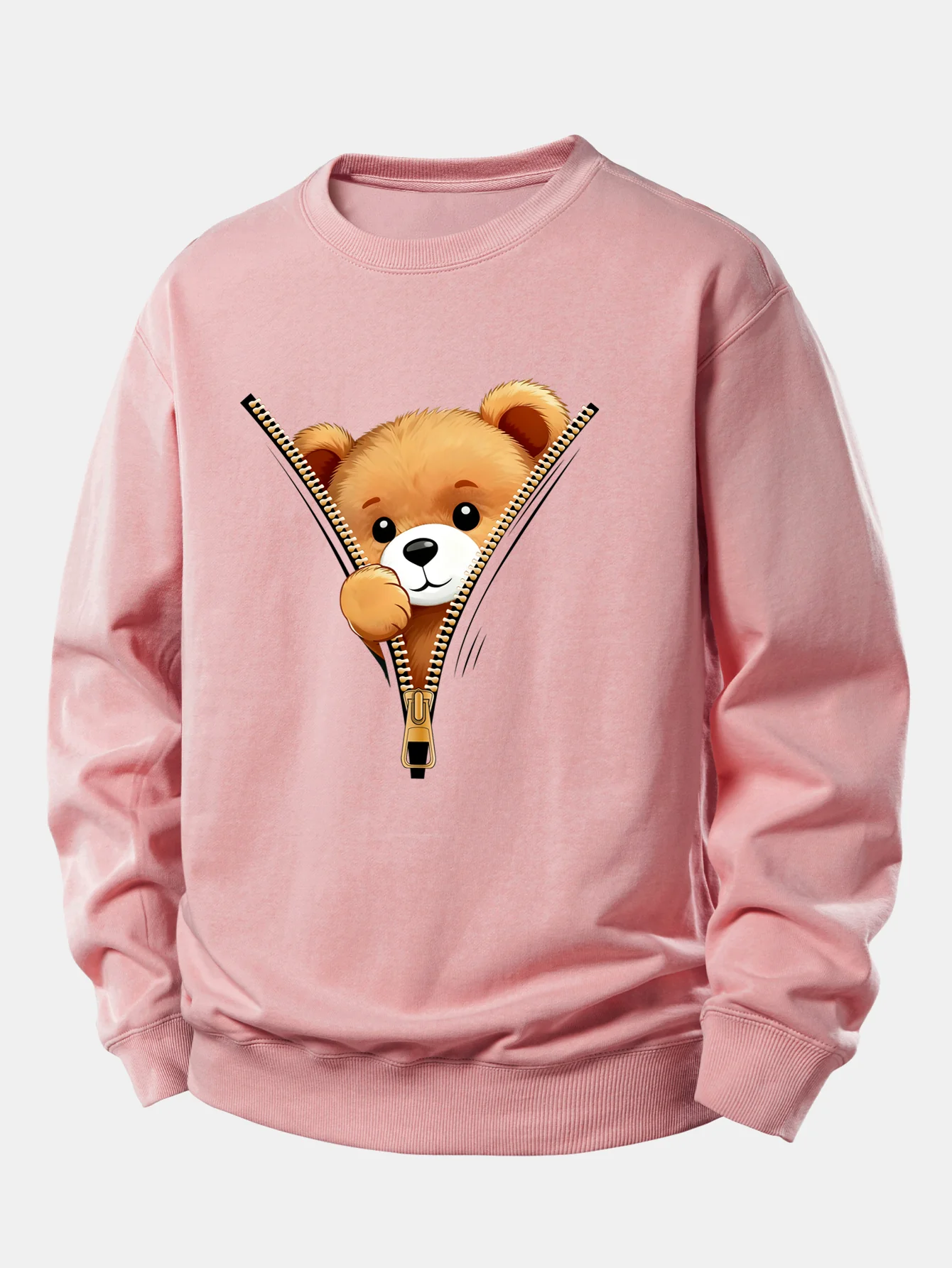 Zipper Bear Print Relax Fit Sweatshirt - Image 8