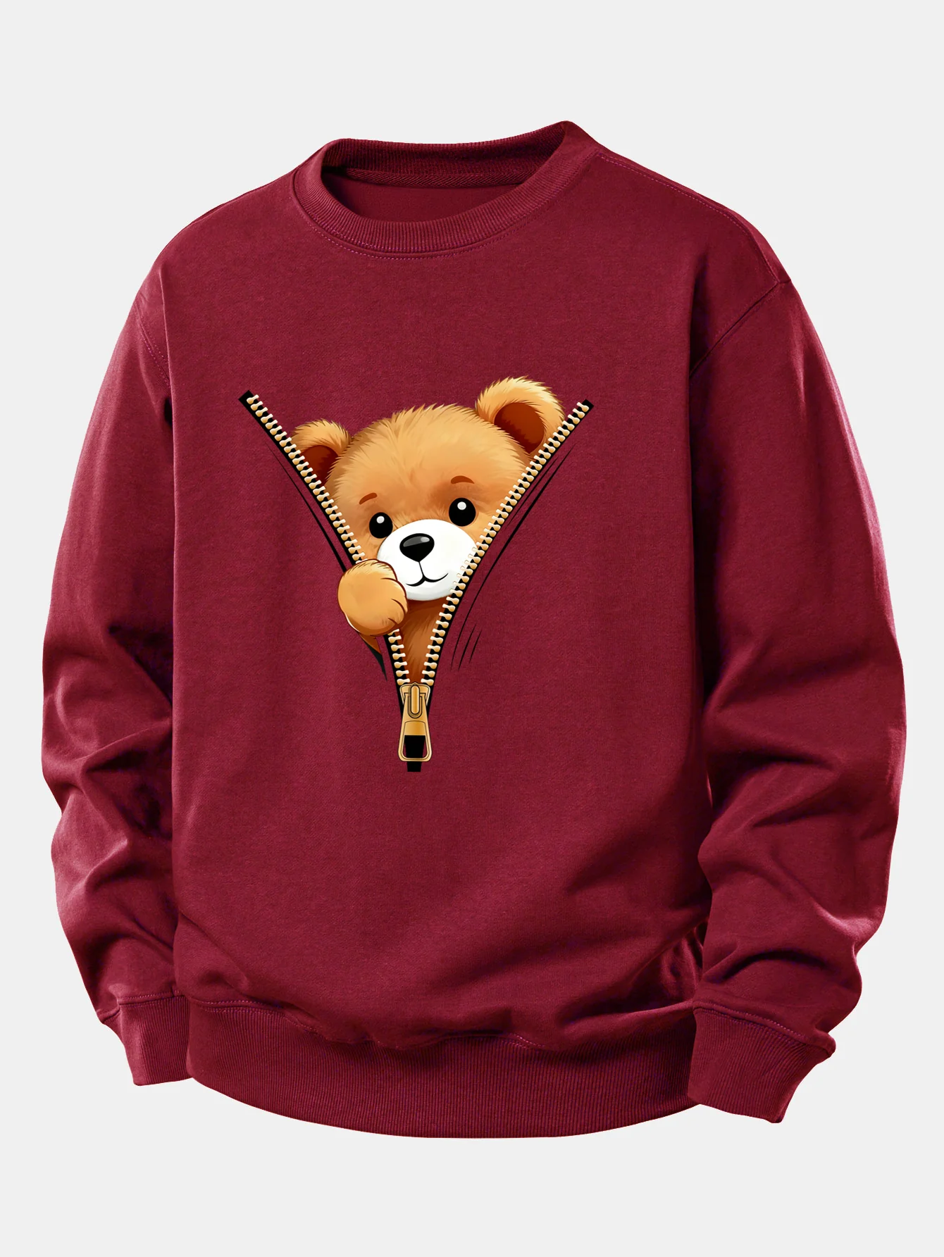 Zipper Bear Print Relax Fit Sweatshirt - Image 9